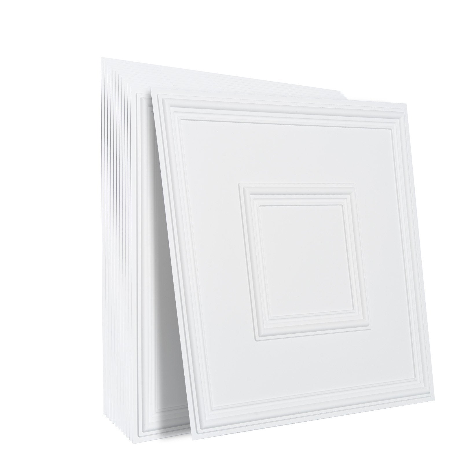 Ceiling Tiles 12-Pack 24 x 24 in PVC Easy Installation White Geometric