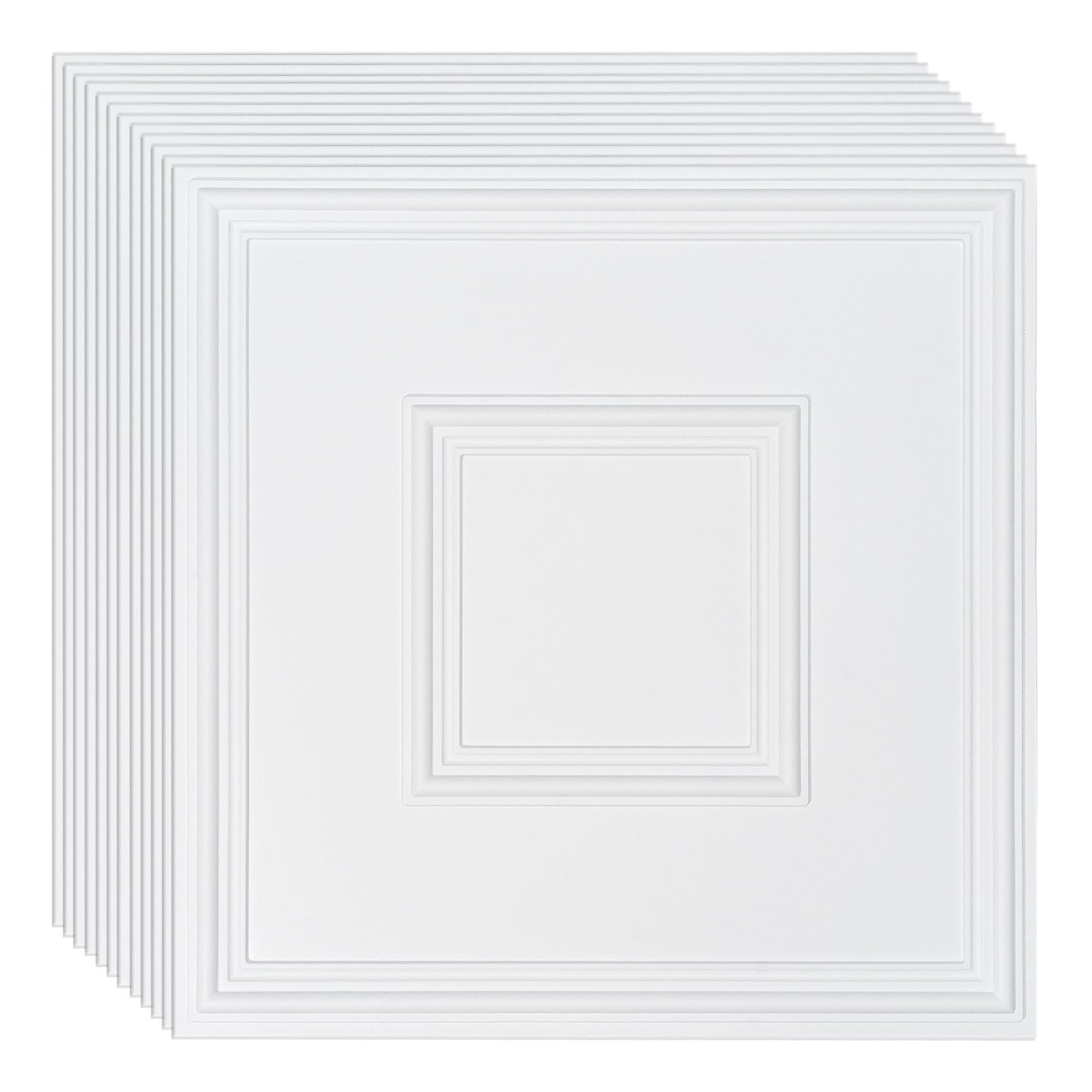 Ceiling Tiles 12-Pack 24 x 24 in PVC Easy Installation White Geometric