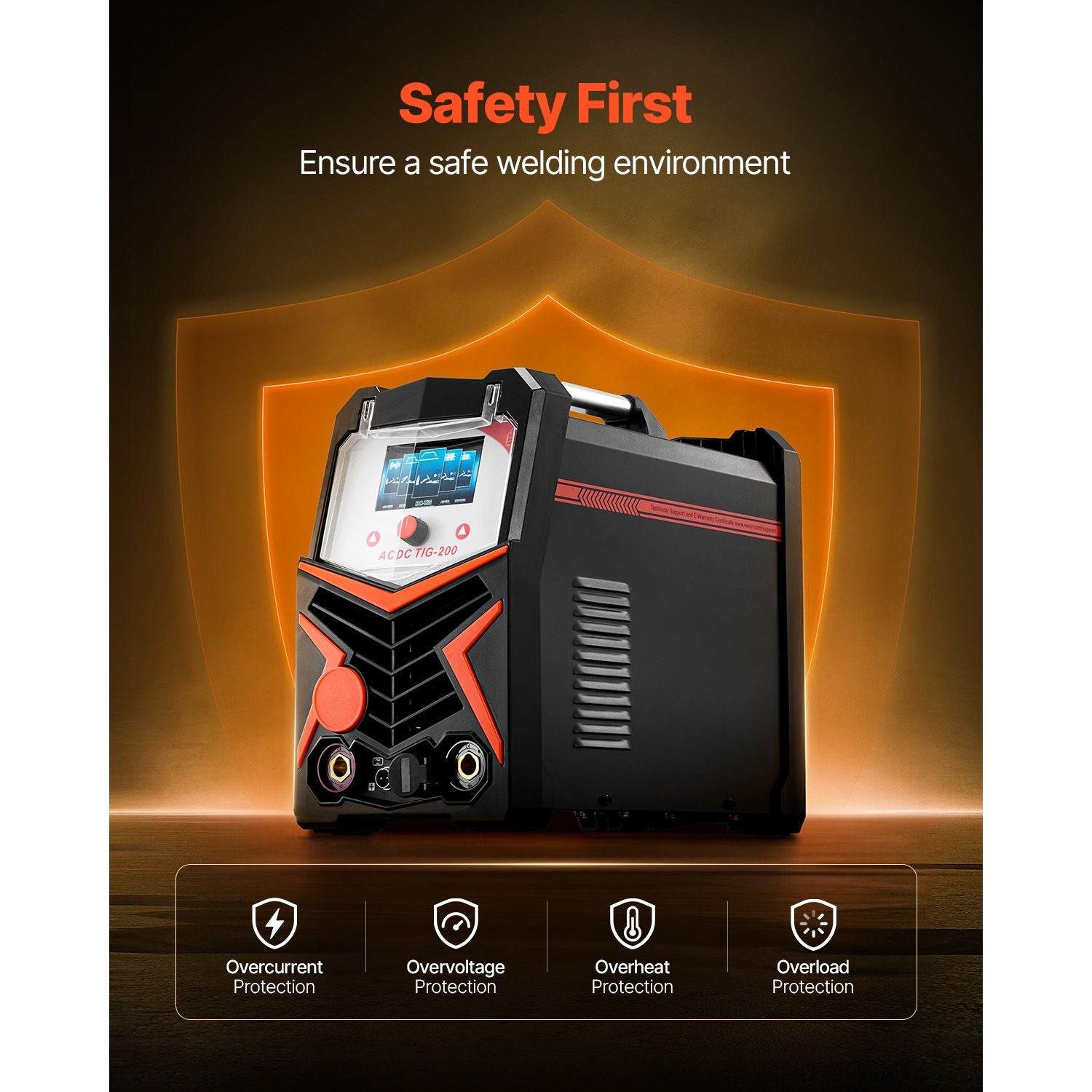200A 6-in-1 AC/DC TIG Welder Aluminum Welding Machine with LED
