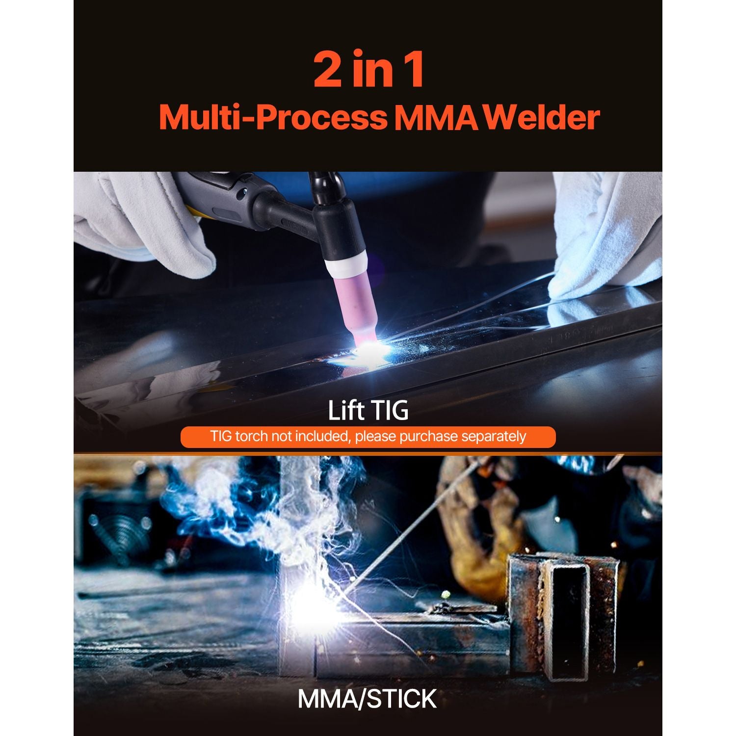 TIG Welder 2-In-1 Welding Machine Lift MMA Stick Arc IGBT Hot Start LED