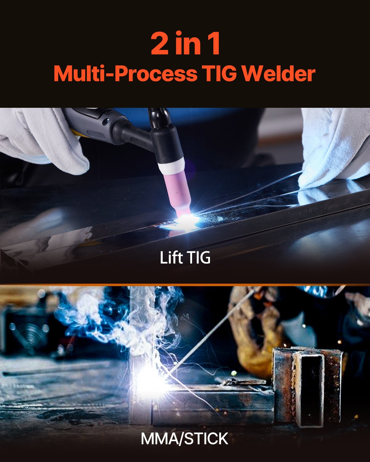 TIG Welder 2-In-1 Welding Machine Lift MMA Stick Arc IGBT Hot Start LED