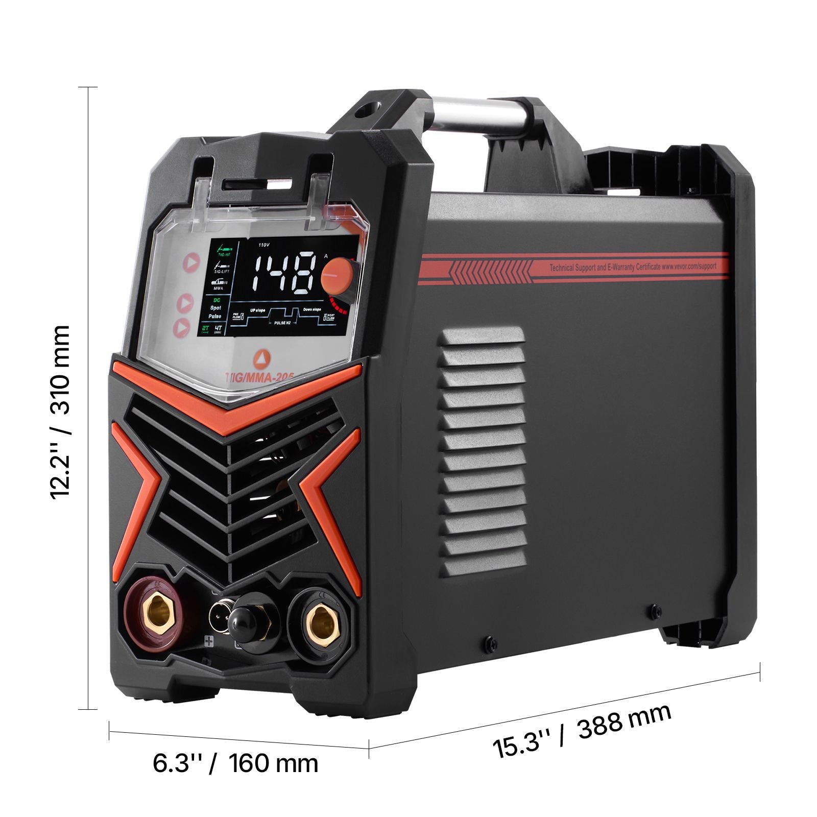 TIG Welder, 205A 3-In-1 Welding Machine (Large LED Display)- DC TIG/DC Pulse TIG/MMA(Stick), Electric Welder with IGBT Inverter High-Frequency Start