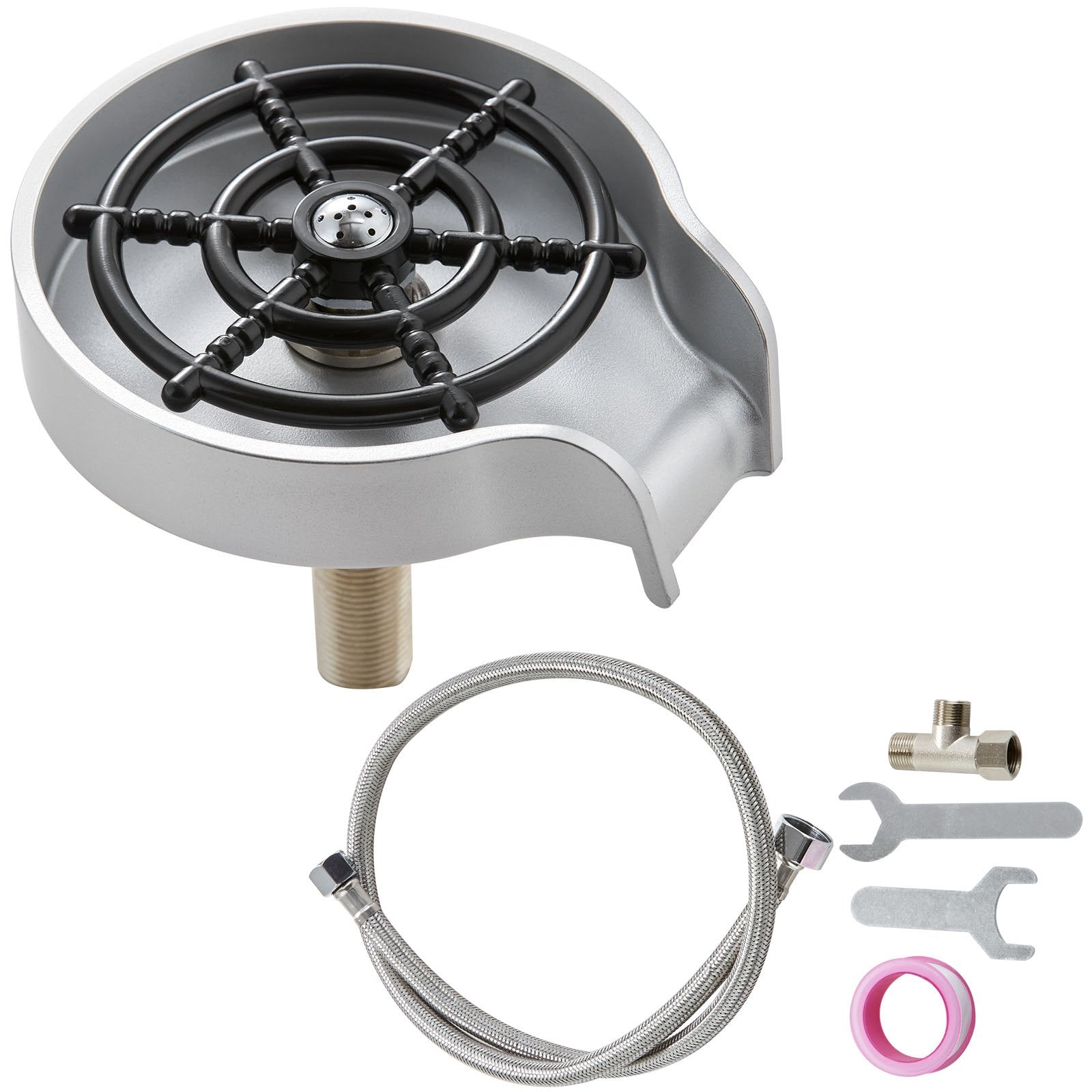 VEVOR Glass Rinser 10 Spraying Jets 360° Rotating ABS Cup Washer & Cup Holder
