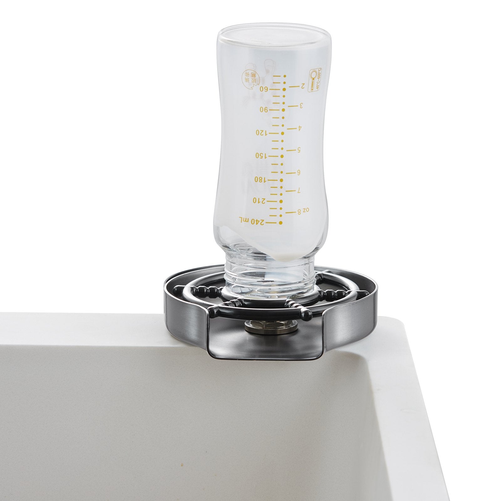 VEVOR Glass Rinser 10-Hole Rotating Stainless Steel Washer ABS Cup Holder