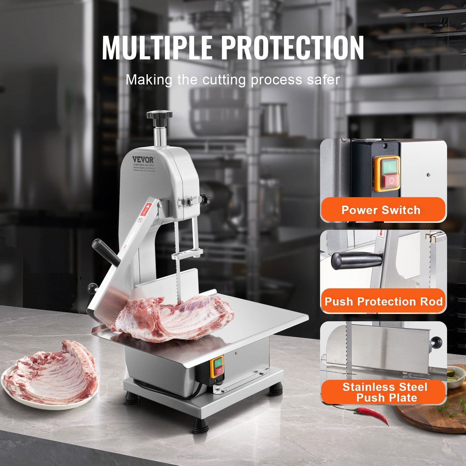 650W Commercial Electric Meat Bandsaw Stainless Steel Bone Sawing Machine