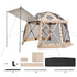 Pop up Gazebo Screen Tent, 3.6x3.6 m, 13-Sided Spherical Camping Canopy Tent with Removable Top & Carry Bag, Quick-Set & Bite-Proof, Screen House Sun Shelter for 8-10 Persons, Beige