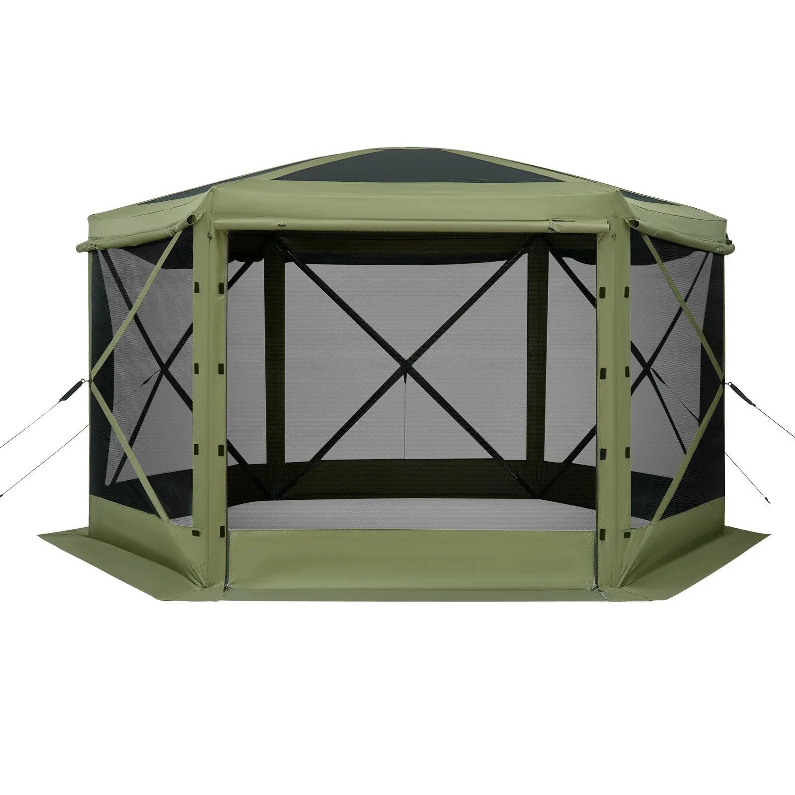 Pop up Gazebo Screen Tent, 3x3 m Large 6-Sided Camping Canopy Tent with Removable Top & Carry Bag, Quick-Set & Bite-Proof, Screen House Sun Shelter for 6-8 Persons Backyard Patio, Green