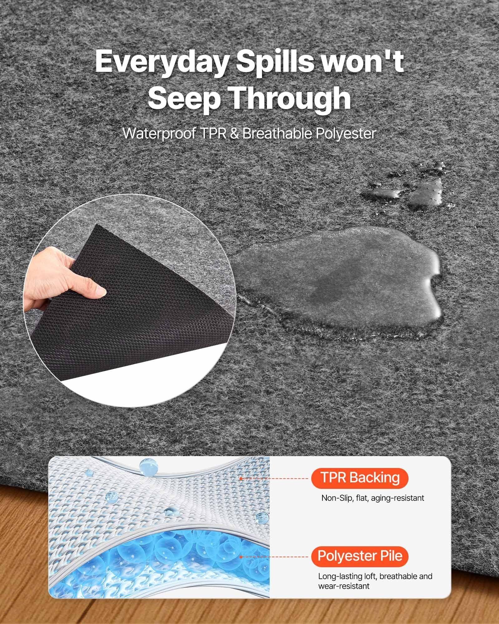 Rug Pad 3.05 x 4.27 m, Non-slip Carpet Area Pad, Rug Mat Padding with Dual Surface Felt Cushion & Rubber Gripper, Hardwood Floor Protection for All Floors, Finishes, Keeps Carpets in Place
