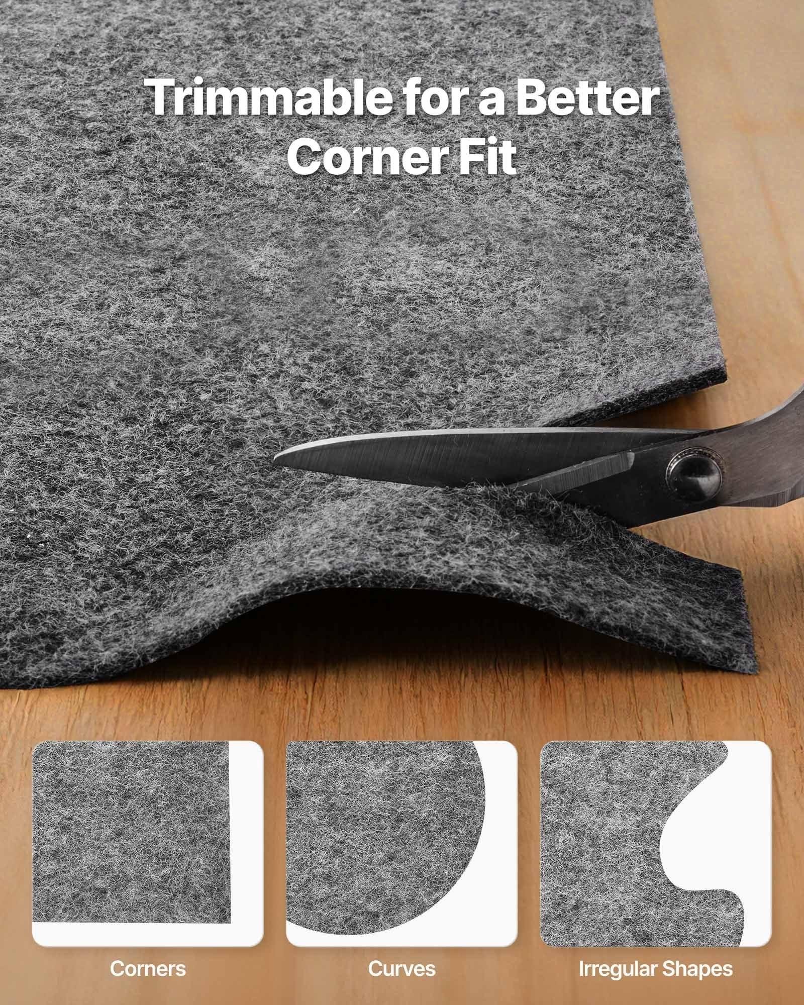 Rug Pad 2.44 x 1.52 m, Non-slip Carpet Area Pad, Rug Mat Padding with Dual Surface Felt Cushion & Rubber Gripper, Hardwood Floor Protection for All Floors, Finishes, Keeps Carpets in Place