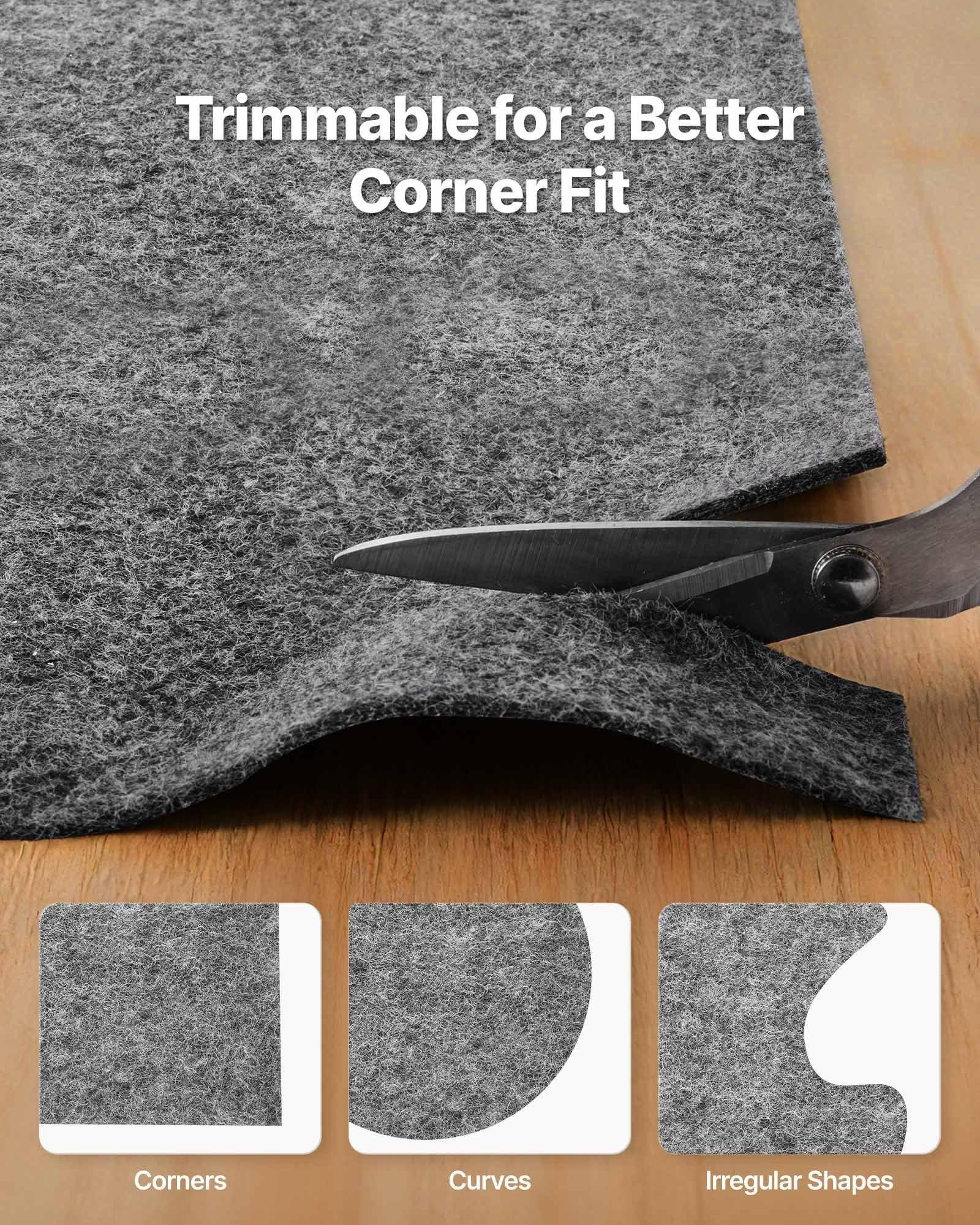Rug Pad 2.74 x 3.66 m, Non-slip Carpet Area Pad, Rug Mat Padding with Dual Surface Felt Cushion & Rubber Gripper, Hardwood Floor Protection for All Floors, Finishes, Keeps Carpets in Place