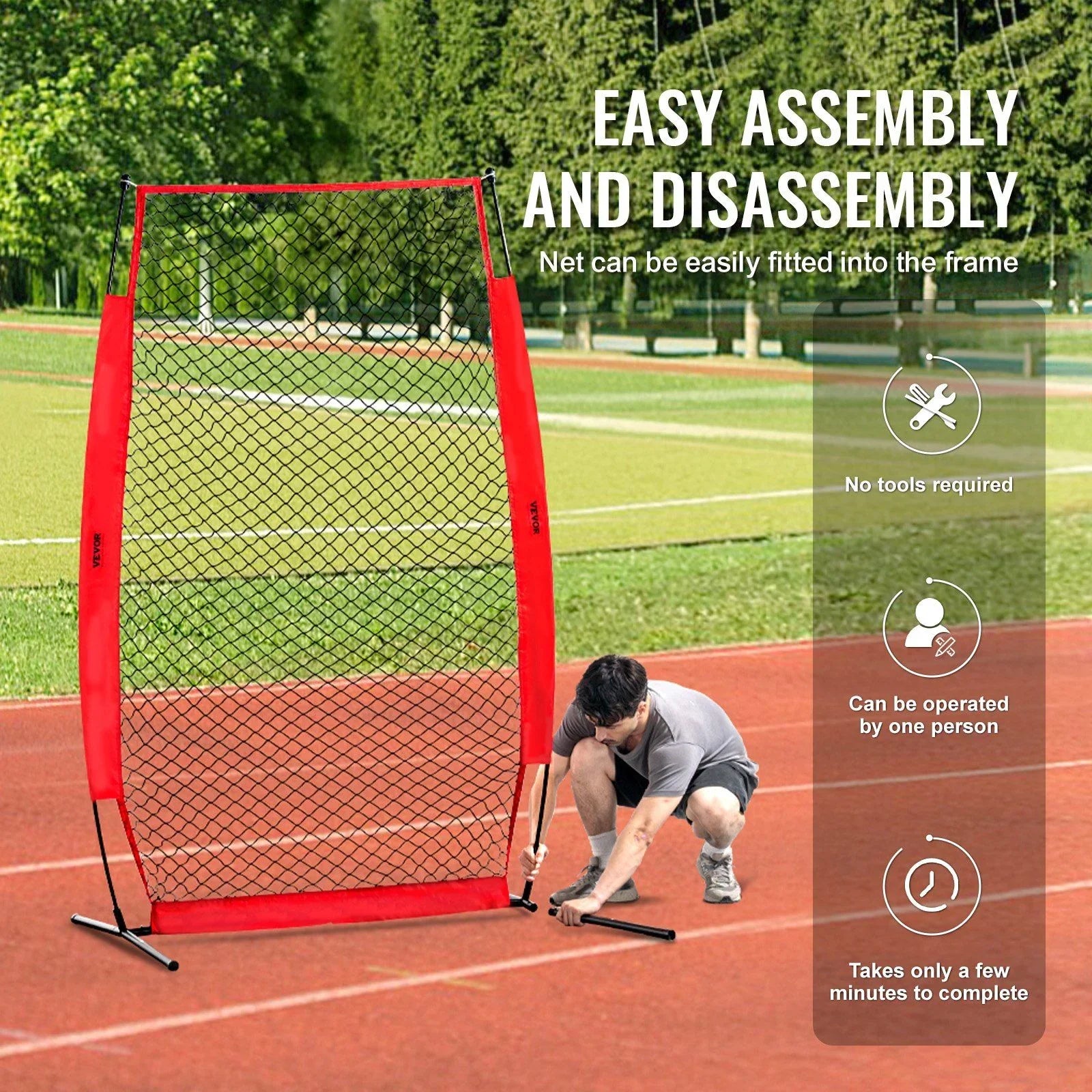I Screen Baseball for Batting Cage, 7x4 ft Baseball & Softball Safety Screen, Body Protector Portable Batting Screen with Carry Bag & Ground Stakes, Baseball Pitching Net for Pitchers Protection