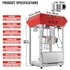 850W Countertop Popcorn Machine, 8oz Kettle 48 Cup Commercial Popcorn Maker, Red
