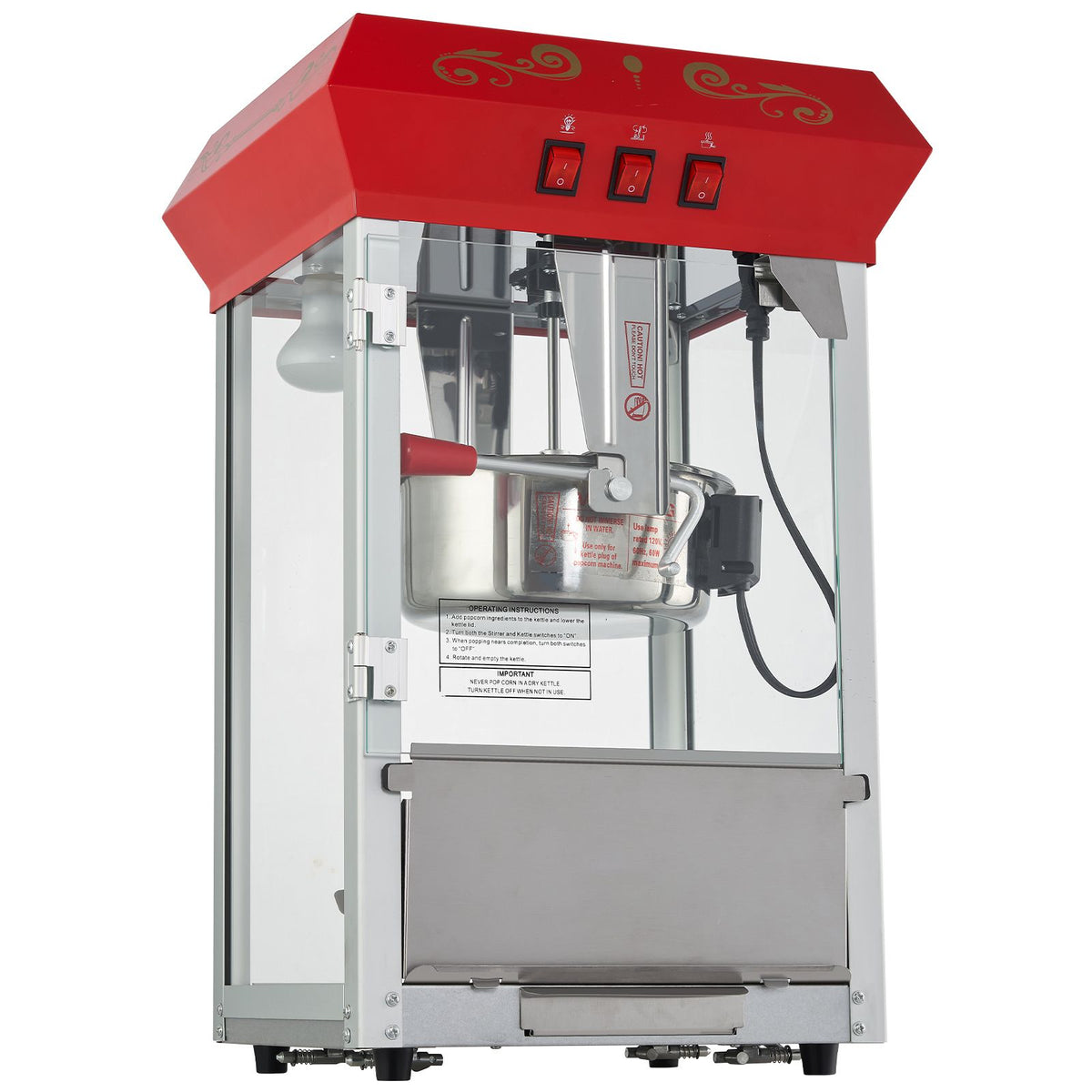 850W Countertop Popcorn Machine, 8oz Kettle 48 Cup Commercial Popcorn Maker, Red