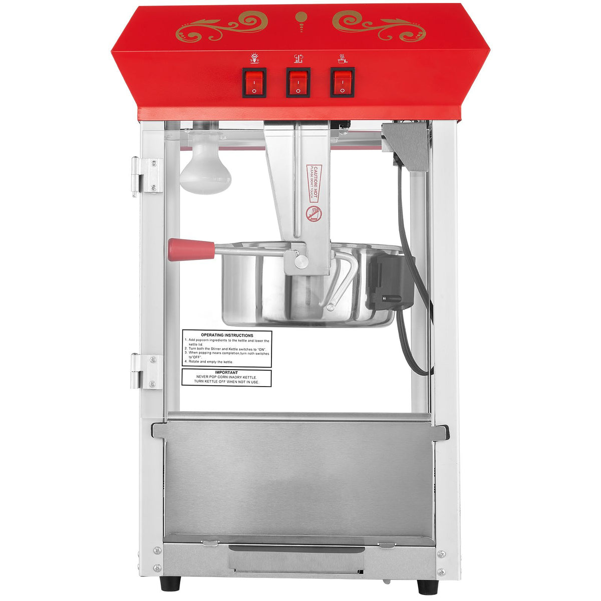 850W Countertop Popcorn Machine, 8oz Kettle 48 Cup Commercial Popcorn Maker, Red