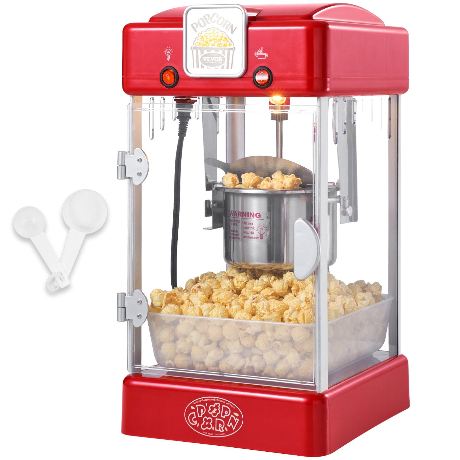 Popcorn Popper Machine Tabletop Popcorn Maker 300W 2.5 Oz Red