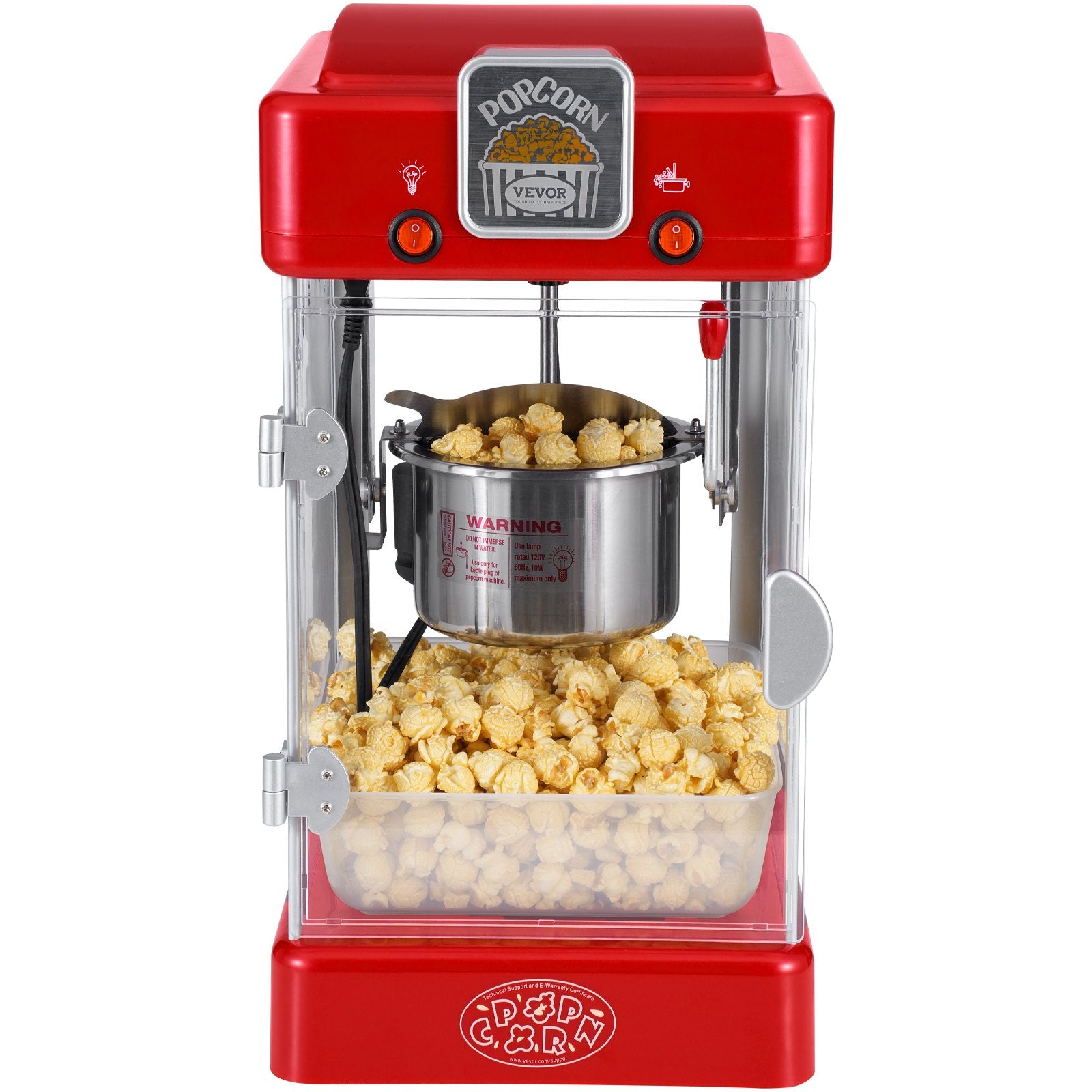 Popcorn Popper Machine Tabletop Popcorn Maker 300W 2.5 Oz Red