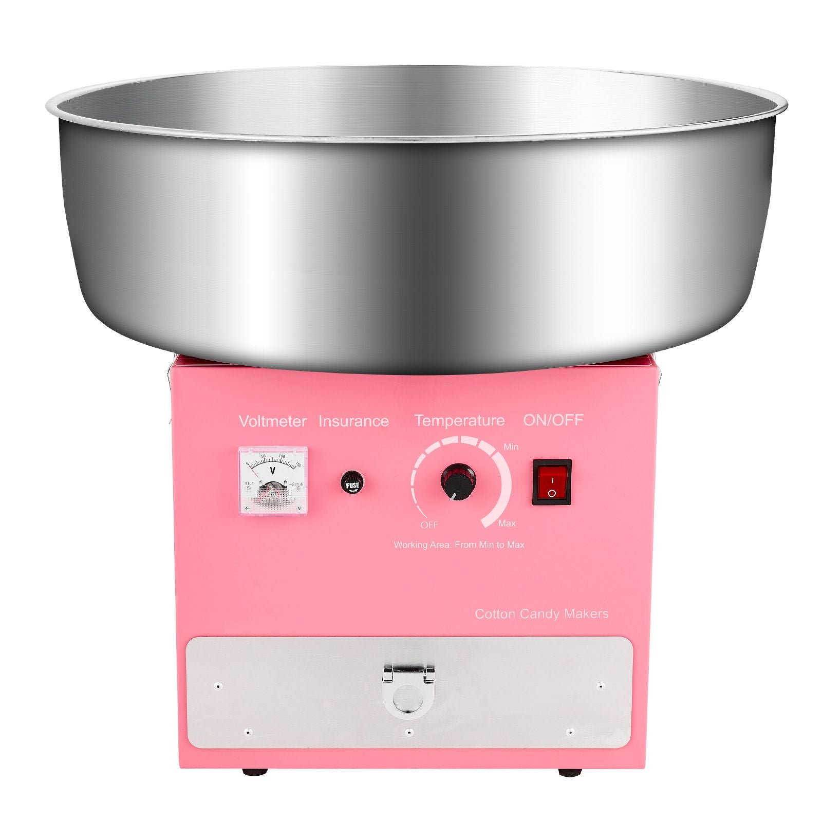 Electric Cotton Candy Machine, 1000W Commercial Candy Floss Maker with 52cm Stainless Steel Bowl, Sugar Scoop, and Drawer, Easy Home Use, Perfect for Kids Birthday, Family Party, Pink