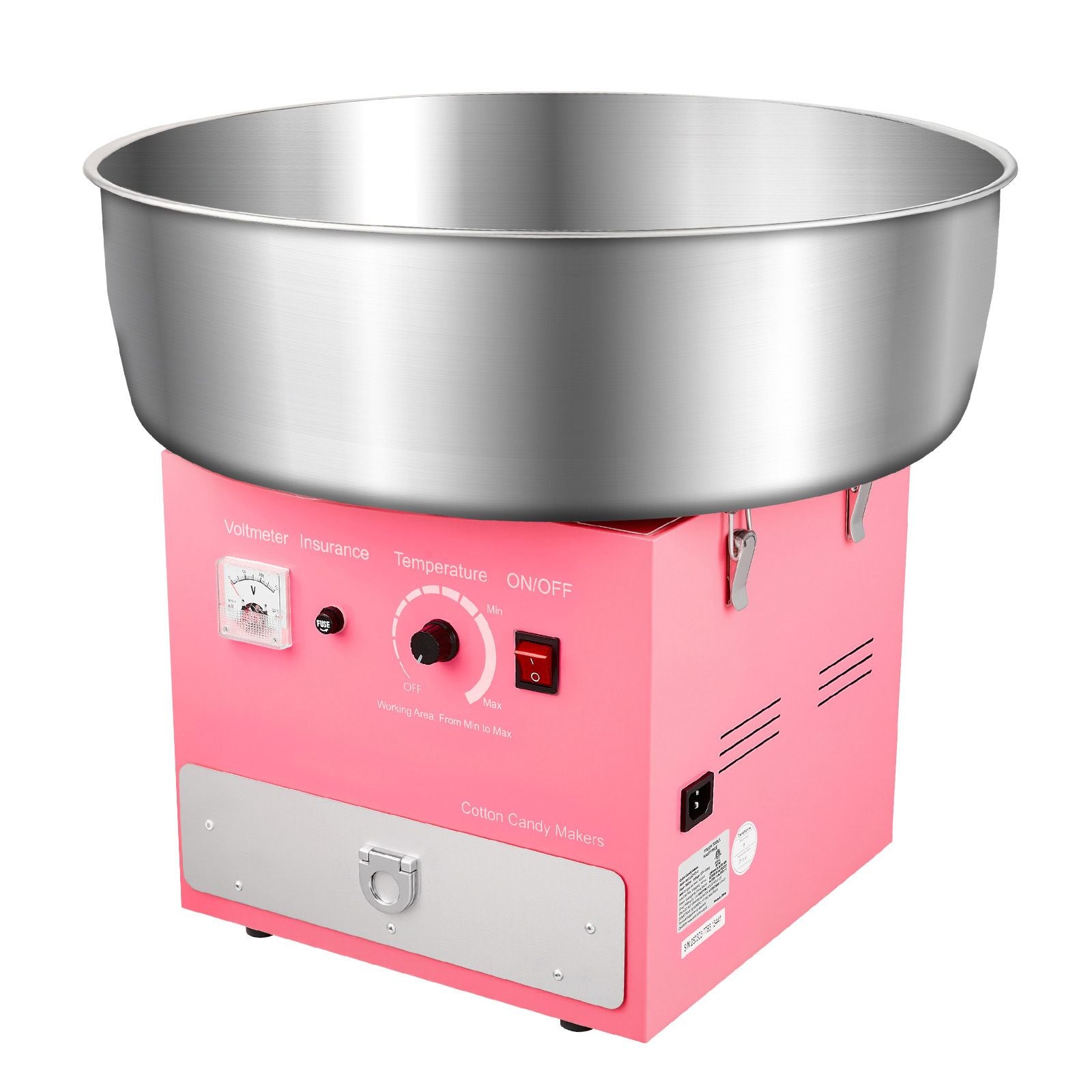 Electric Cotton Candy Machine, 1000W Commercial Candy Floss Maker with 52cm Stainless Steel Bowl, Sugar Scoop, and Drawer, Easy Home Use, Perfect for Kids Birthday, Family Party, Pink