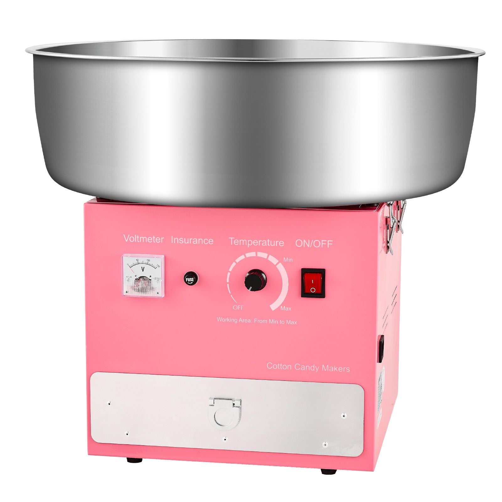 Electric Cotton Candy Machine, 1000W Commercial Candy Floss Maker with 52cm Stainless Steel Bowl, Sugar Scoop, and Drawer, Easy Home Use, Perfect for Kids Birthday, Family Party, Pink