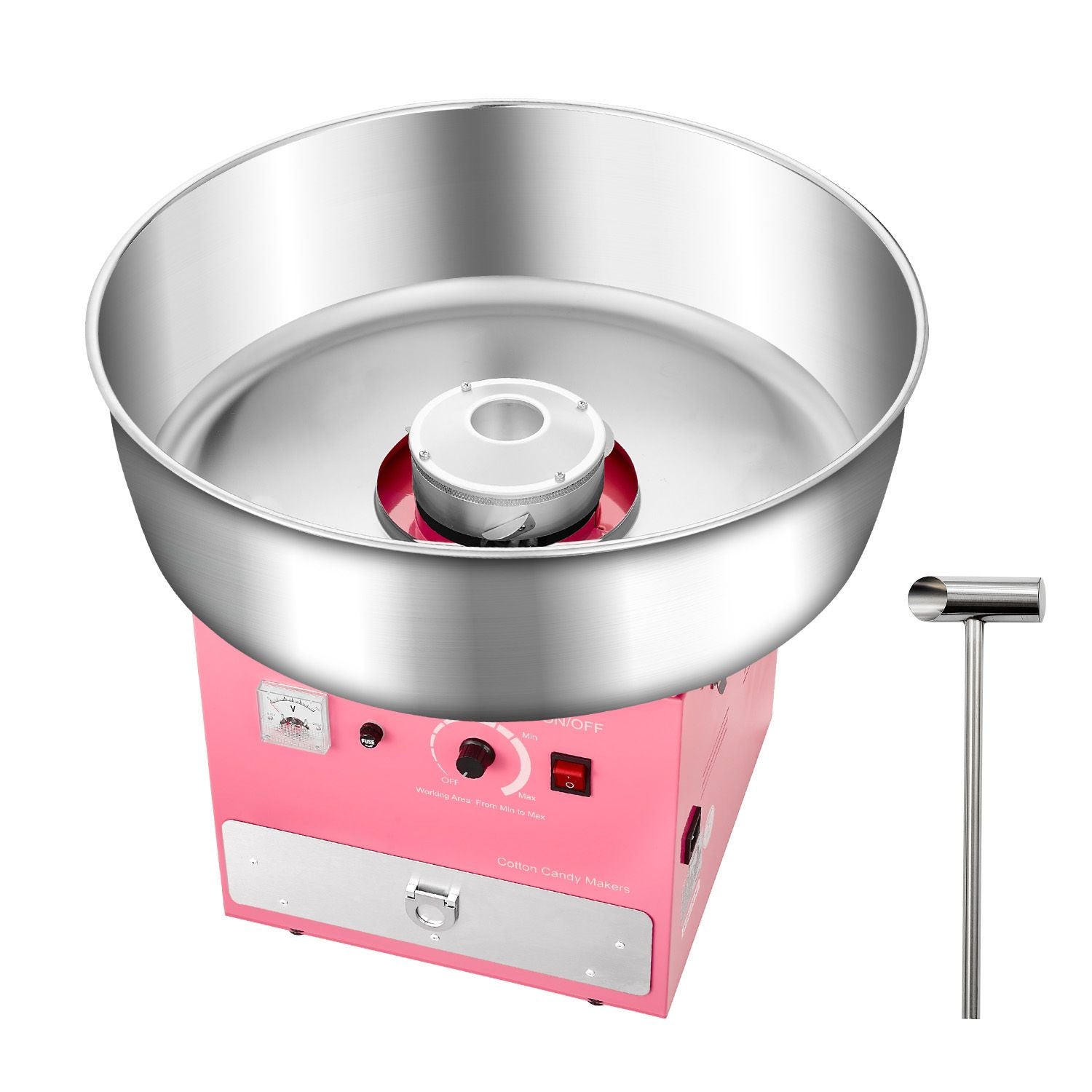 Electric Cotton Candy Machine, 1000W Commercial Candy Floss Maker with 52cm Stainless Steel Bowl, Sugar Scoop, and Drawer, Easy Home Use, Perfect for Kids Birthday, Family Party, Pink