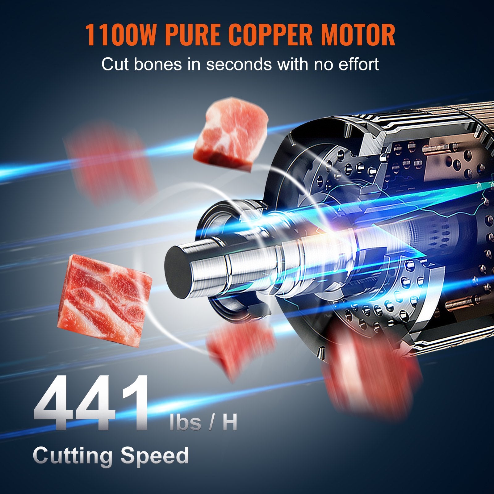 Commercial Electric Meat Bandsaw, 1100W Stainless Steel Countertop Bone Sawing Machine, Workbeach 19.3