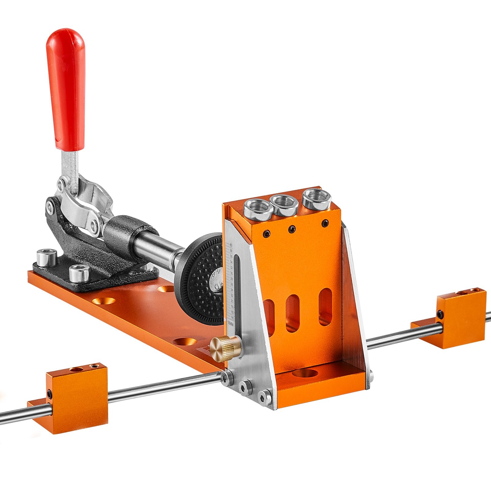 Pocket Hole Jig Kit, 34 Pcs Pocket Hole Jig System with C-clamp,  Fixture, Step Drills, Wrenches, Drill Stop Rings, Square Drive Bits, Toolbox, for DIY Carpentry Projects, Adjustable