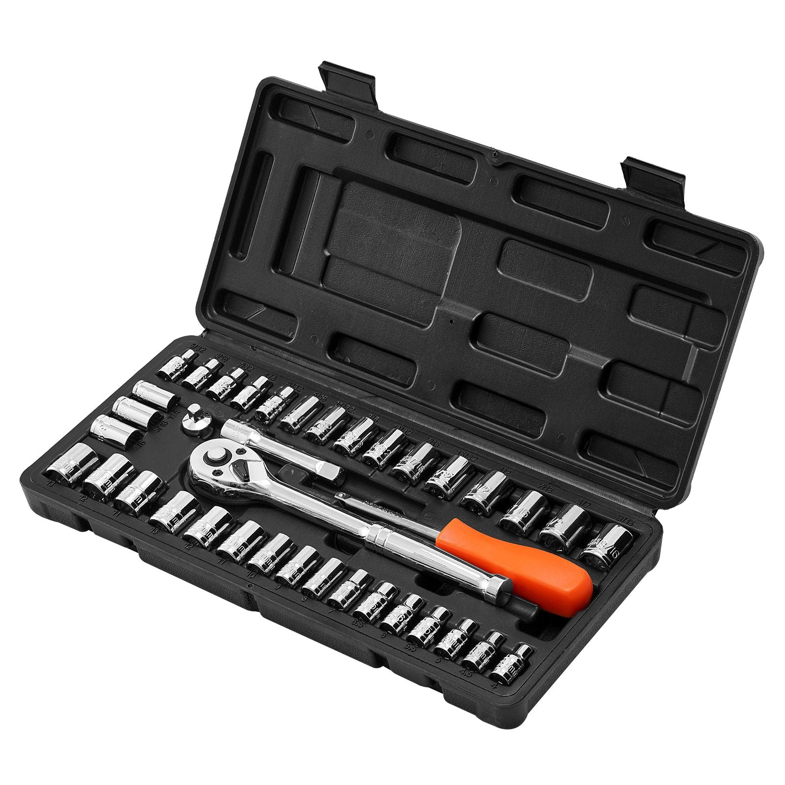 39 Piece Socket Set SAE & Metric CR-V Ratchet Wrench Tool Kit