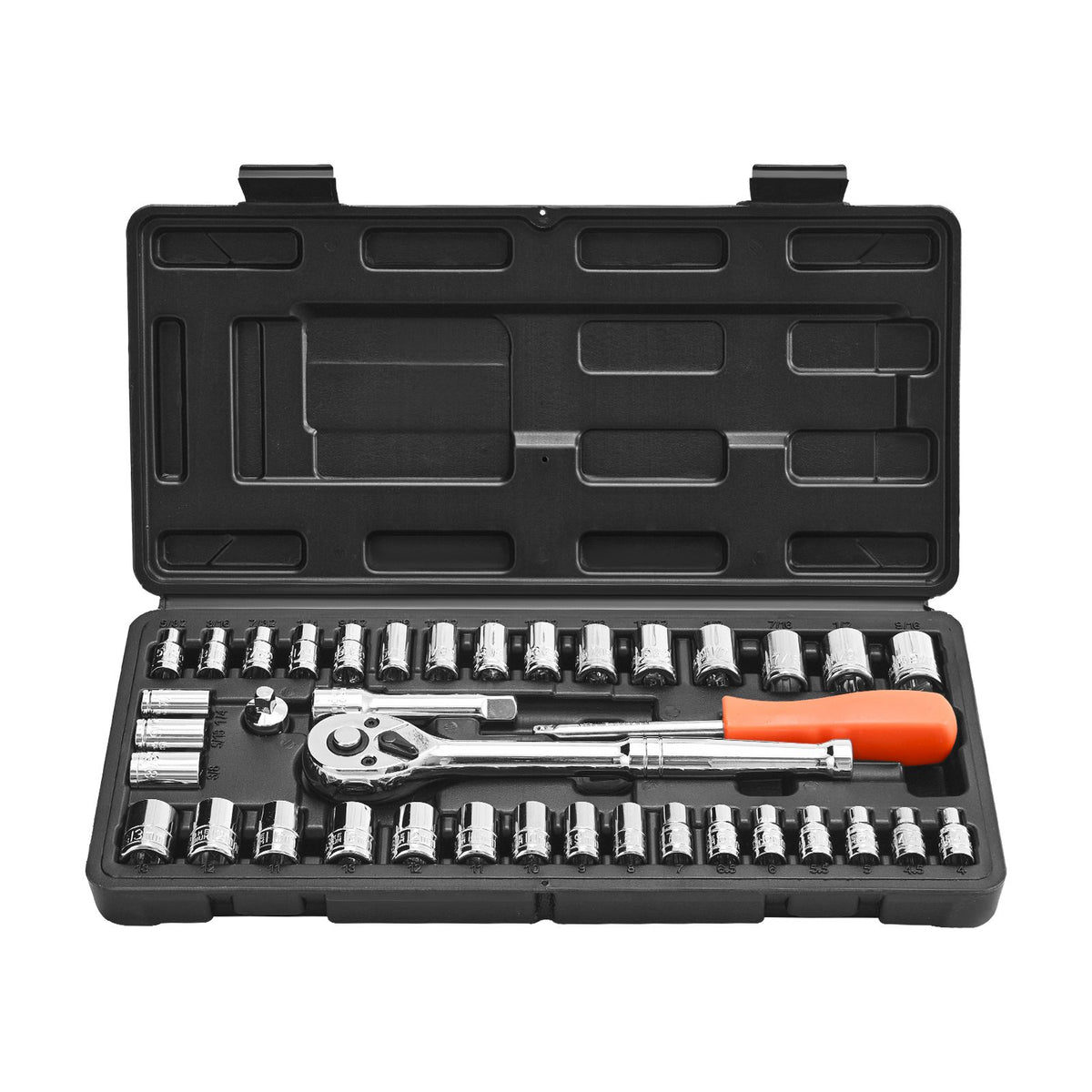 39 Piece Socket Set SAE & Metric CR-V Ratchet Wrench Tool Kit