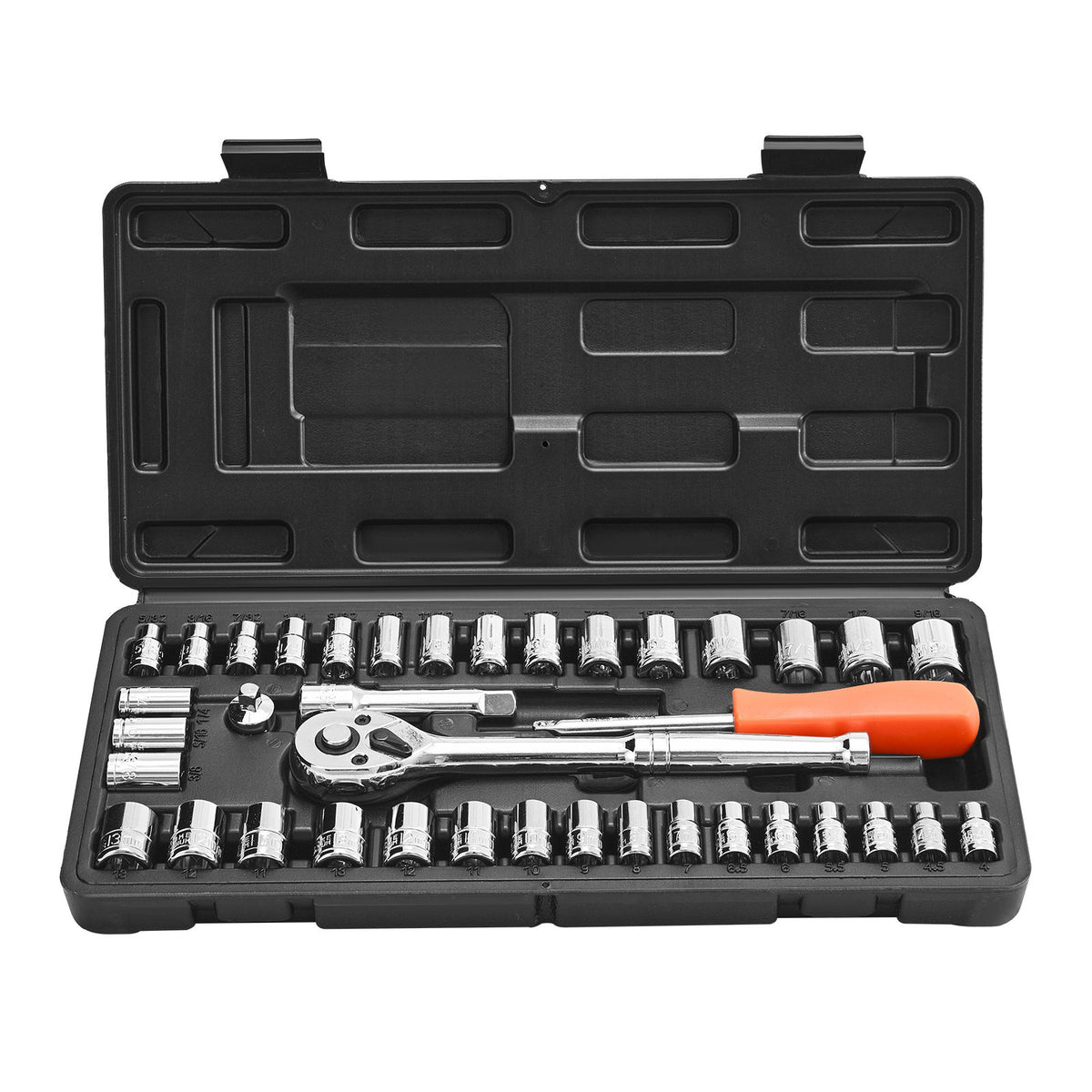 39 Piece Socket Set SAE & Metric CR-V Ratchet Wrench Tool Kit