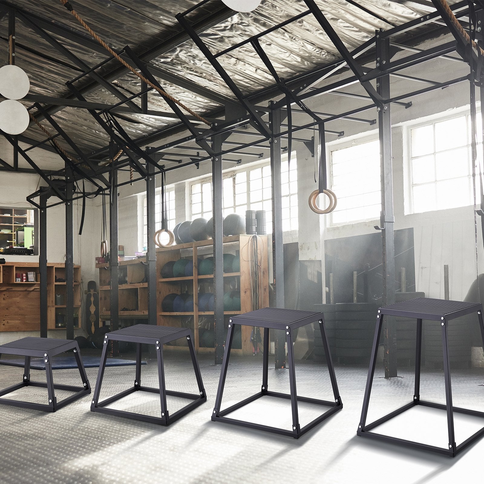 Plyometric Jump Boxes, 12/18/24/30 Inch Plyo Box, Platform and Jumping Agility Box, Anti-Slip Fitness Exercise Step Up Box Set for Home Gym Training, Conditioning Strength Training, Black