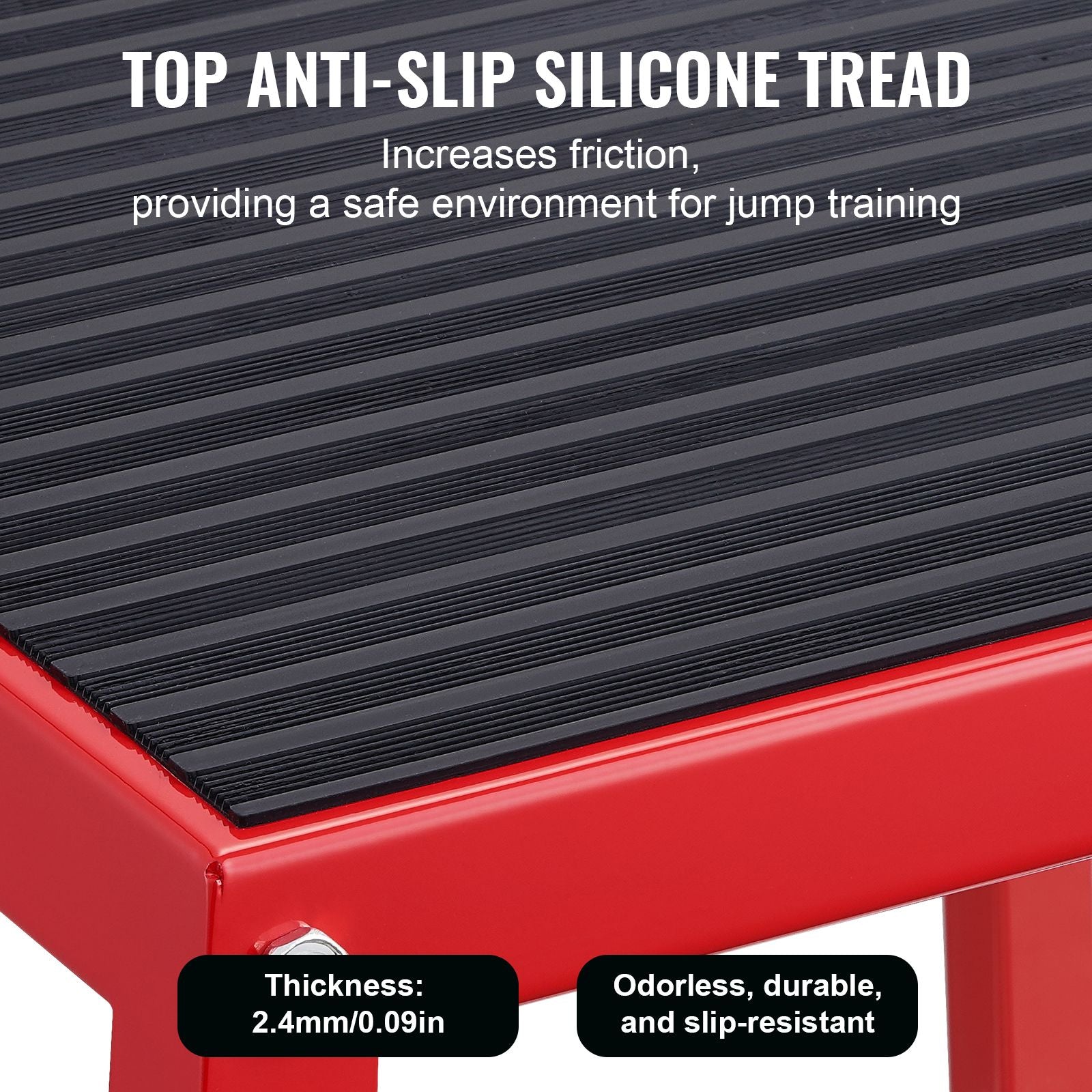 12 Inch Steel Plyometric Jump Box Anti-Slip Fitness Step Platform Red