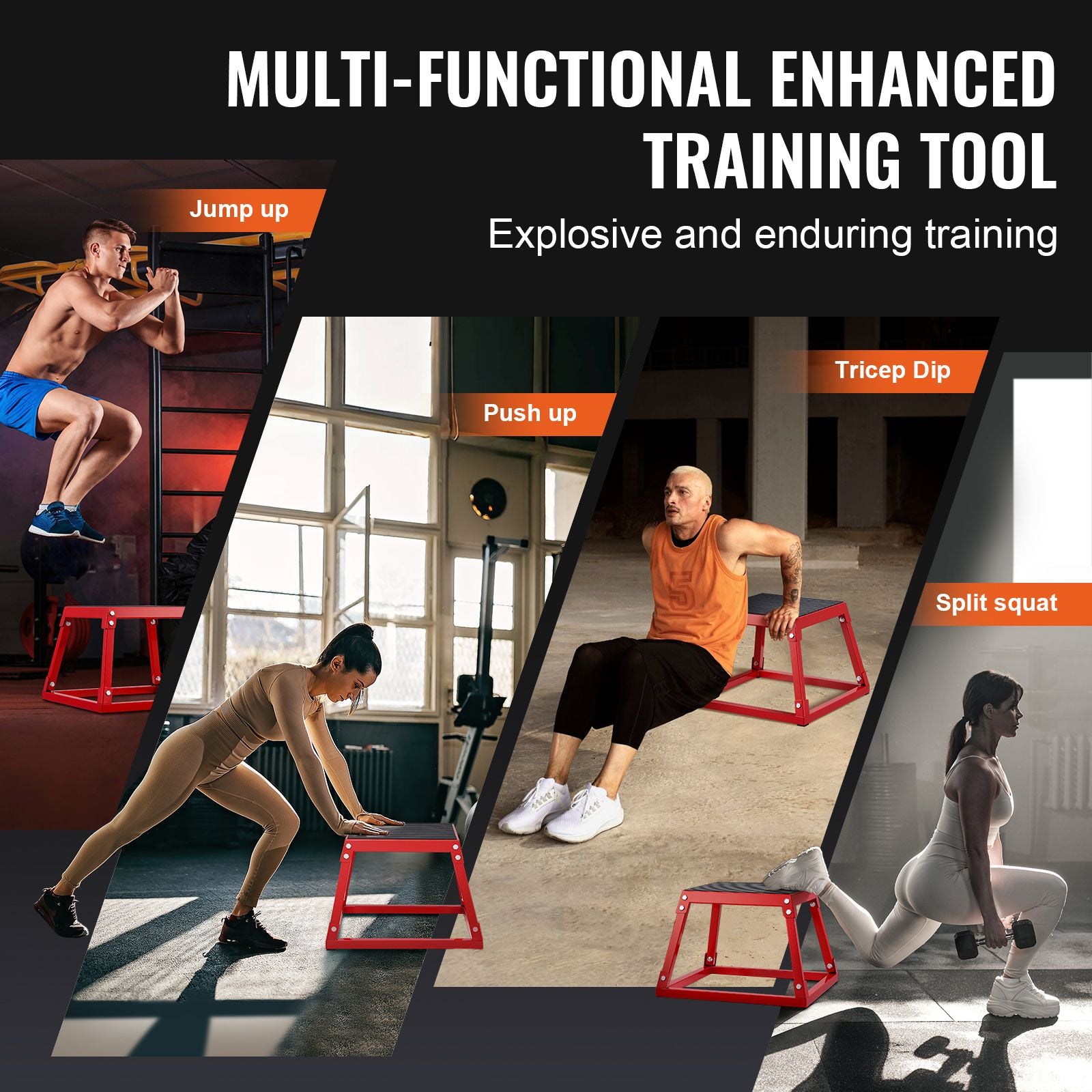 12 Inch Steel Plyometric Jump Box Anti-Slip Fitness Step Platform Red