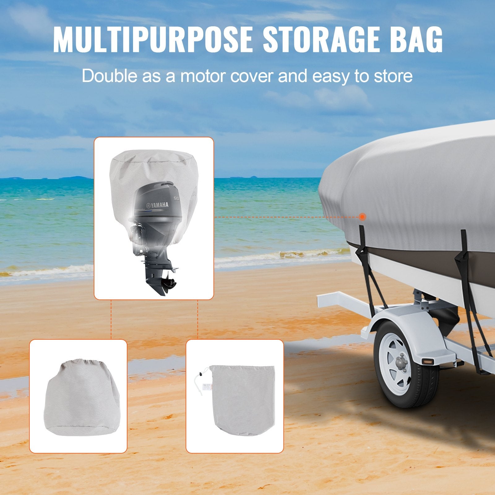 VEVOR Boat Cover 600D Waterproof 20-22 ft Boat Cover V-Hull Tri-Hull Runabout
