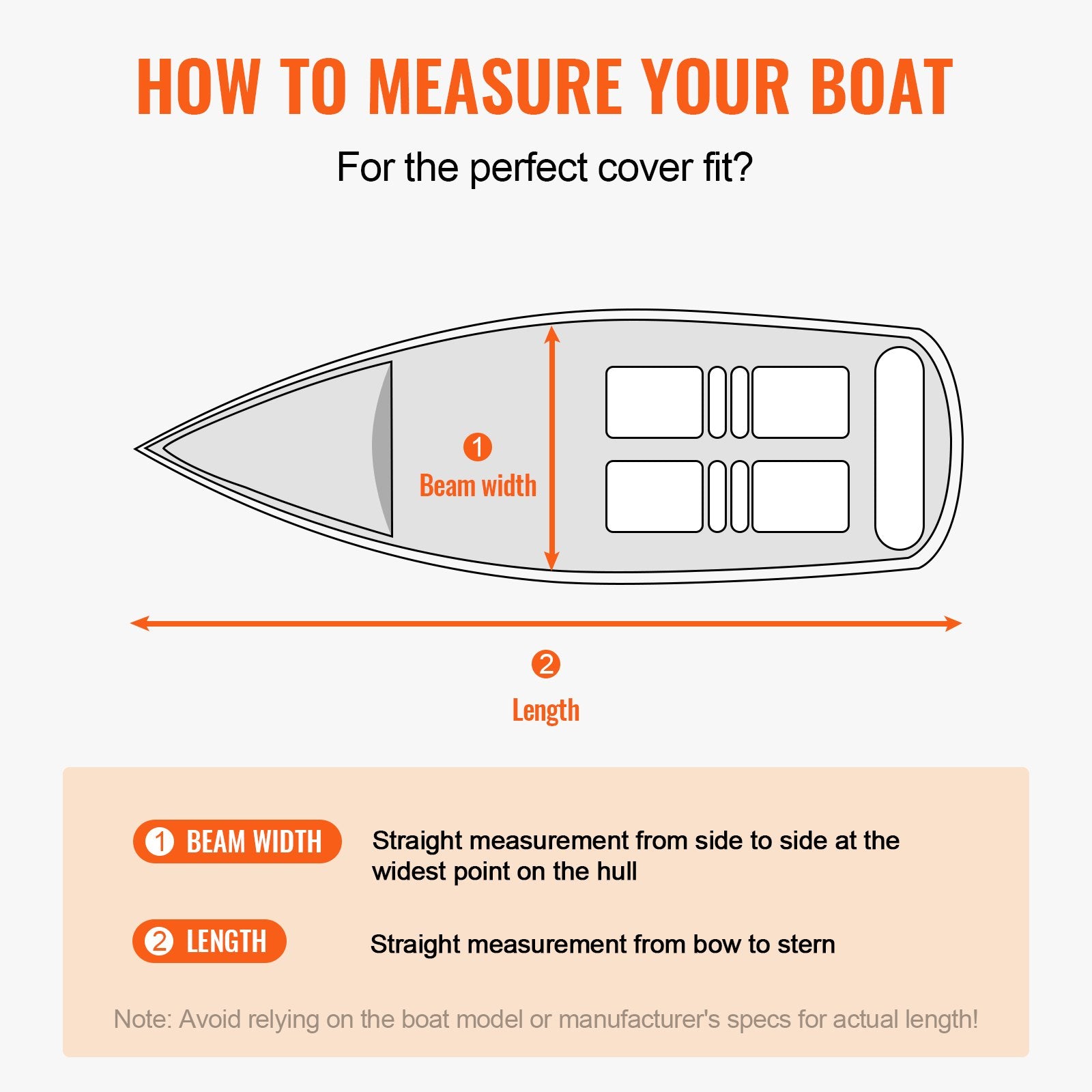 VEVOR Boat Cover 600D Waterproof 23-24 ft Boat Cover V-Hull Tri-Hull Runabout