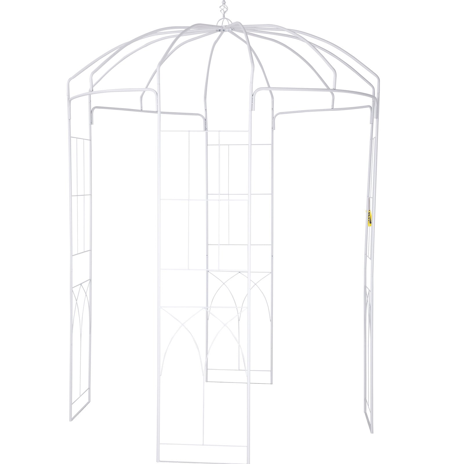 Birdcage Shape Garden Arbor, 9\' High x 6.6\' Wide, Heavy Duty Wrought Iron Arbor, Wedding Arch Trellis for Climbing Vines in Outdoor Garden, Lawn, Backyard, Patio, White