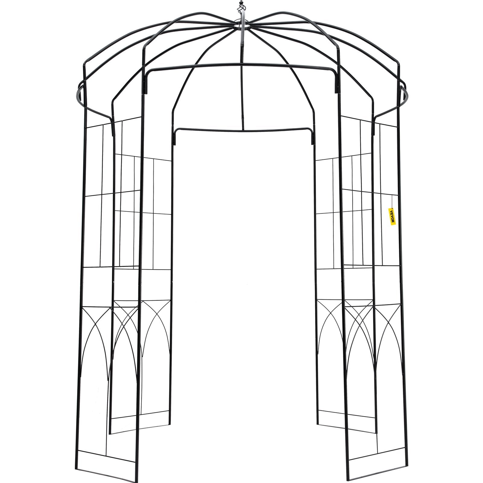 Birdcage Shape Garden Arbor, 9\' High x 6.6\' Wide, Heavy Duty Wrought Iron Arbor, Wedding Arch Trellis for Climbing Vines in Outdoor Garden, Lawn, Backyard, Patio, Black