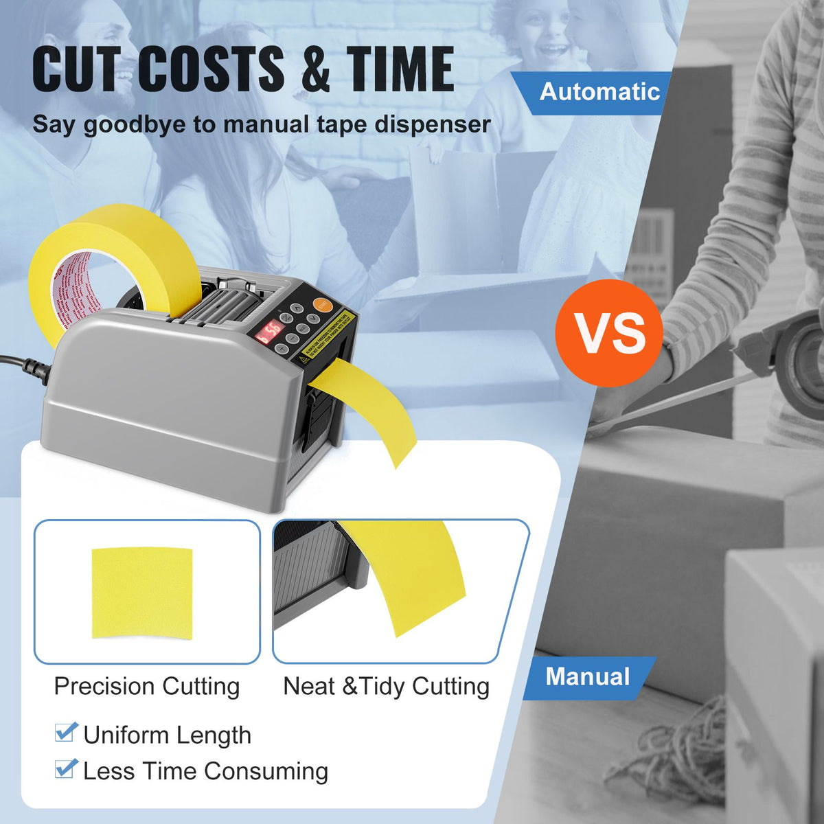 Automatic Electric Tape Dispenser 6-60mm Packaging Tape Cutter Machine