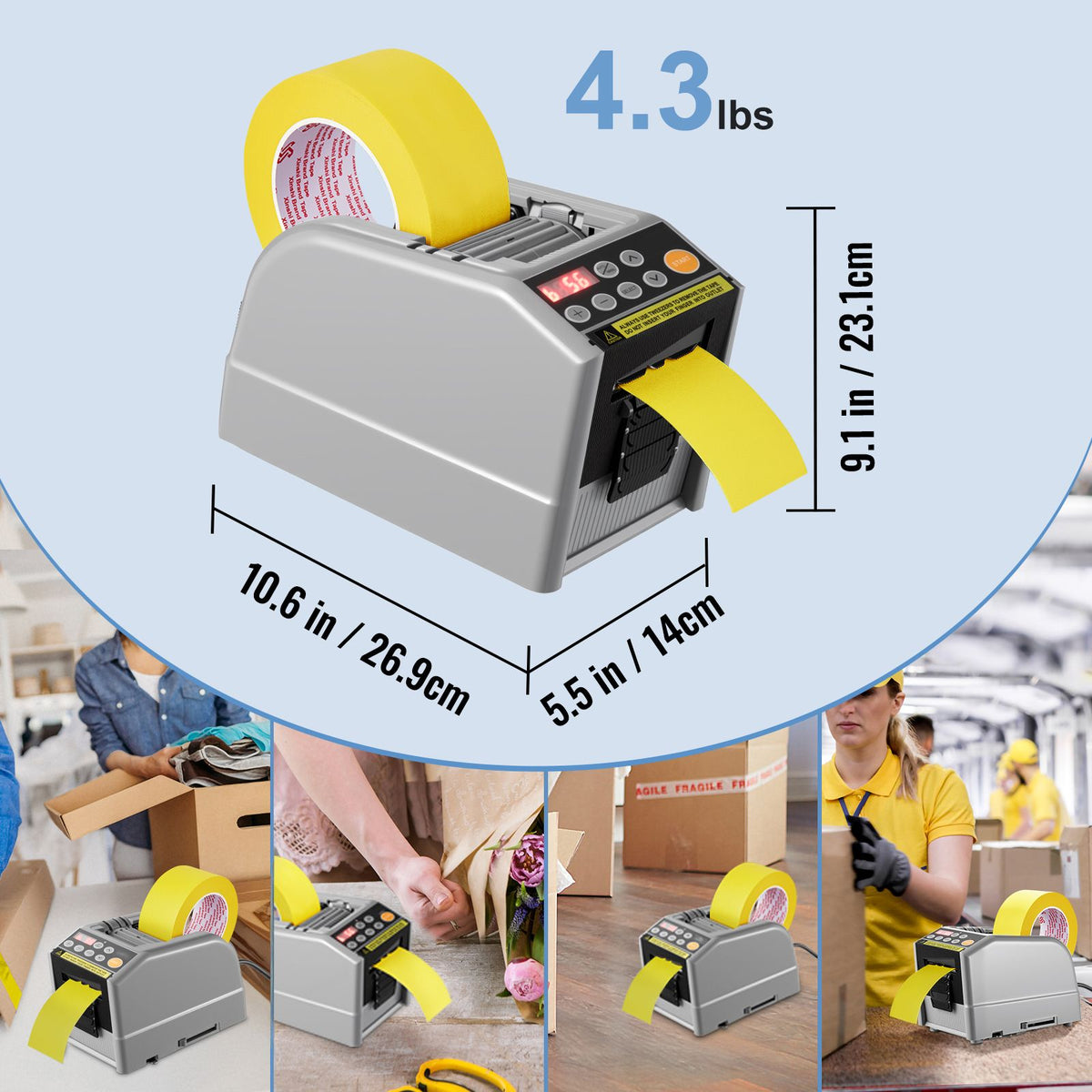 Automatic Electric Tape Dispenser 6-60mm Packaging Tape Cutter Machine