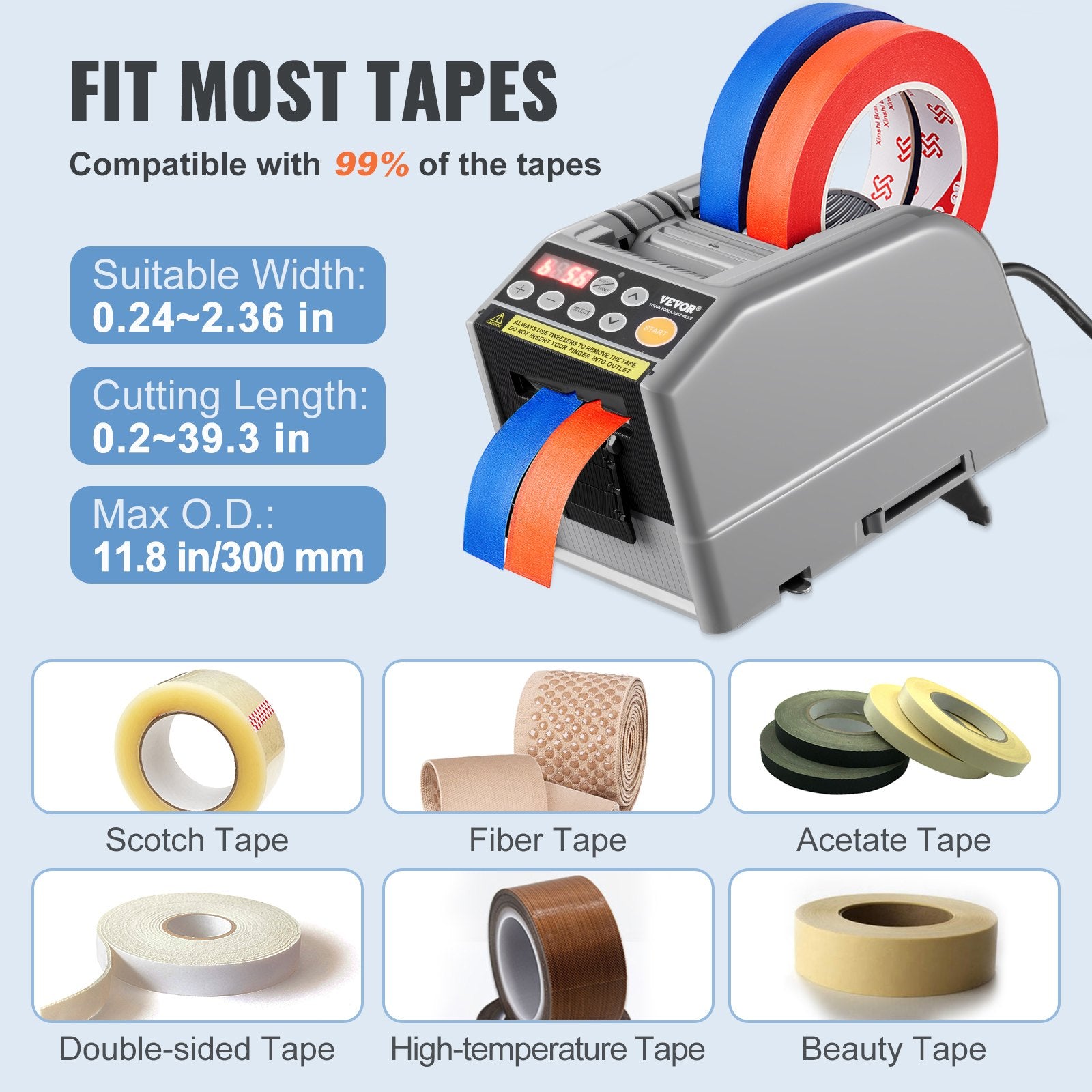 Automatic Tape Dispenser, Self-Adhesive Electric Tape Cutter, 25 W Packaging Machine, Tape Cutter, 6-60 mm Tape Width, Electric Tape Cutter Packaging Machine