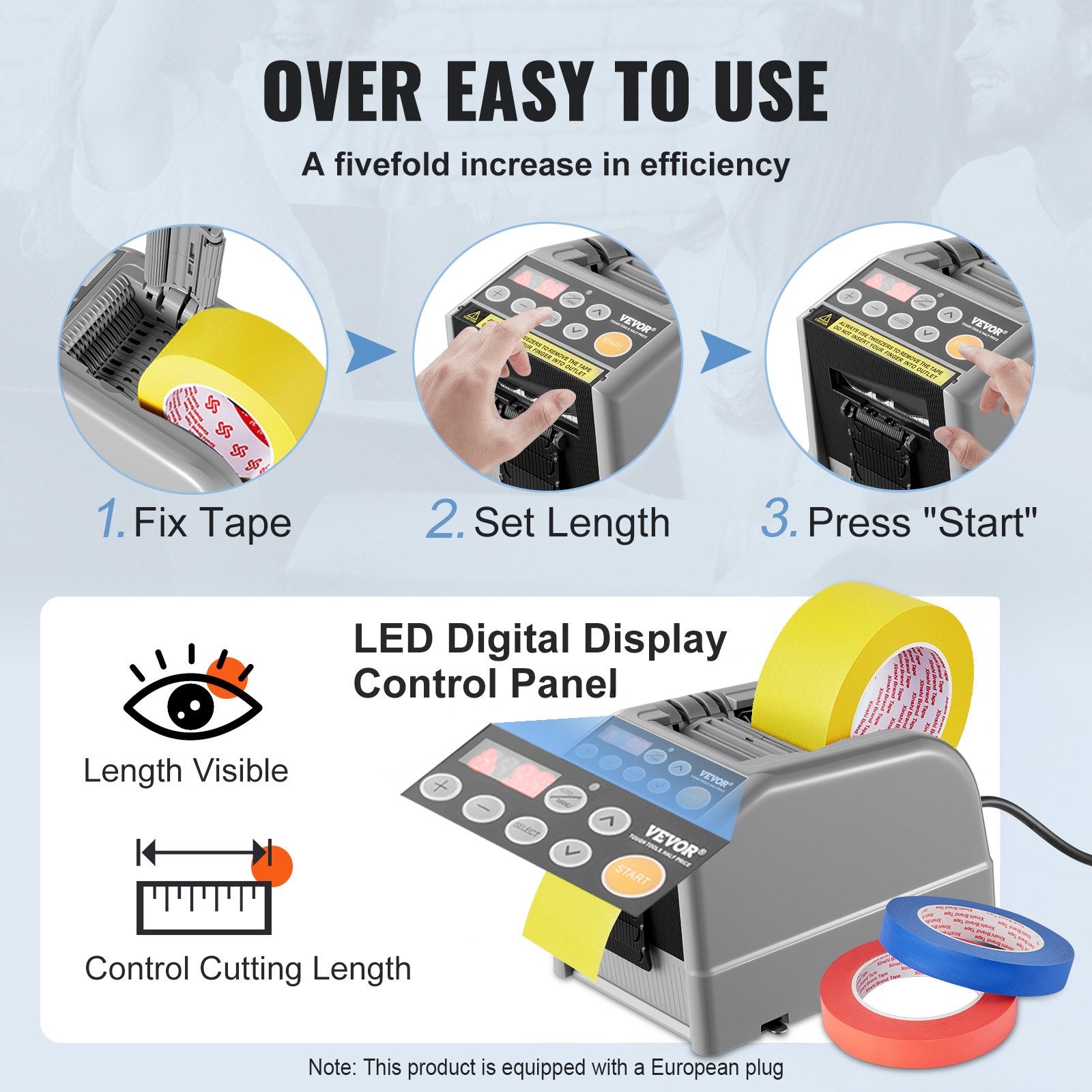 Automatic Tape Dispenser, Self-Adhesive Electric Tape Cutter, 25 W Packaging Machine, Tape Cutter, 6-60 mm Tape Width, Electric Tape Cutter Packaging Machine