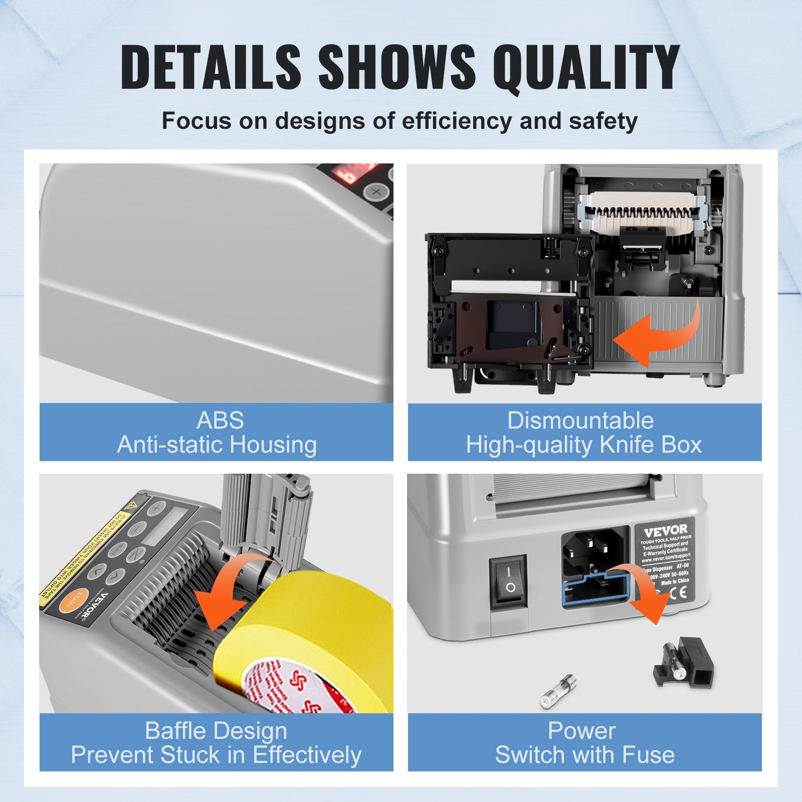 Automatic Tape Dispenser, Self-Adhesive Electric Tape Cutter, 25 W Packaging Machine, Tape Cutter, 6-60 mm Tape Width, Electric Tape Cutter Packaging Machine