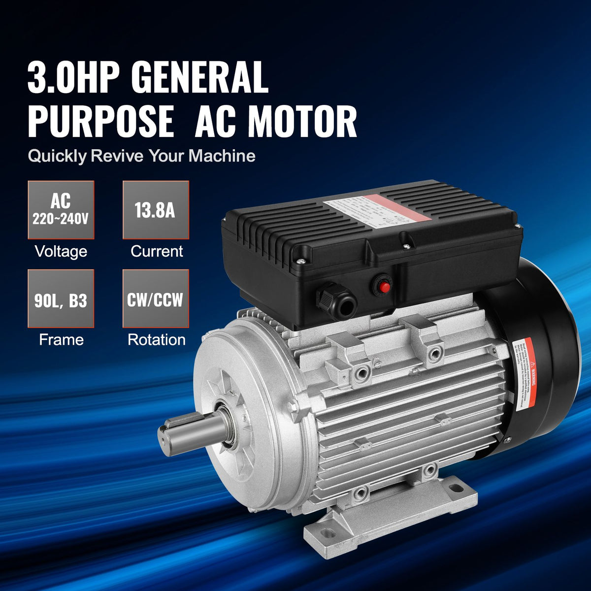 2.2KW Electric Motor 2800RPM Single Phase 90L B3 24mm Shaft