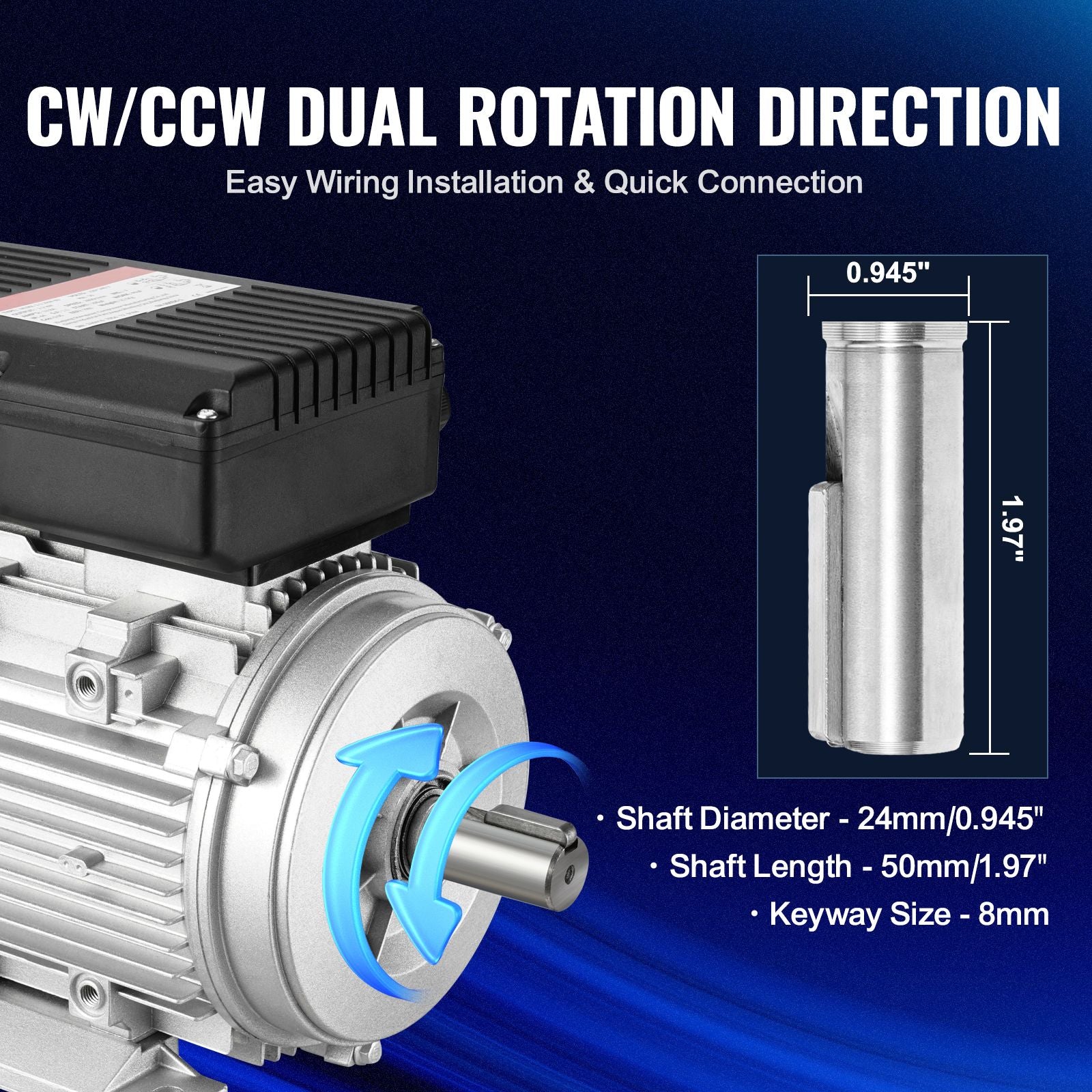 2.2KW Electric Motor 2800RPM Single Phase 90L B3 24mm Shaft