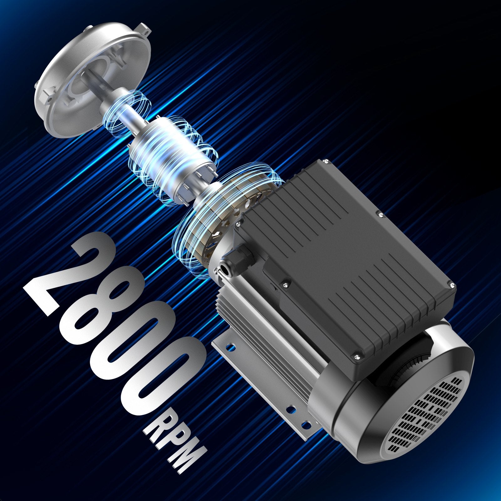 2.2KW Electric Motor 2800 rpm, AC 220~240V 13.8A, 90L, B3 Frame, Air Compressor Motor Single Phase, 24mm Keyed Shaft, CW/CCW Rotation for Agricultural Machinery and General Equipment