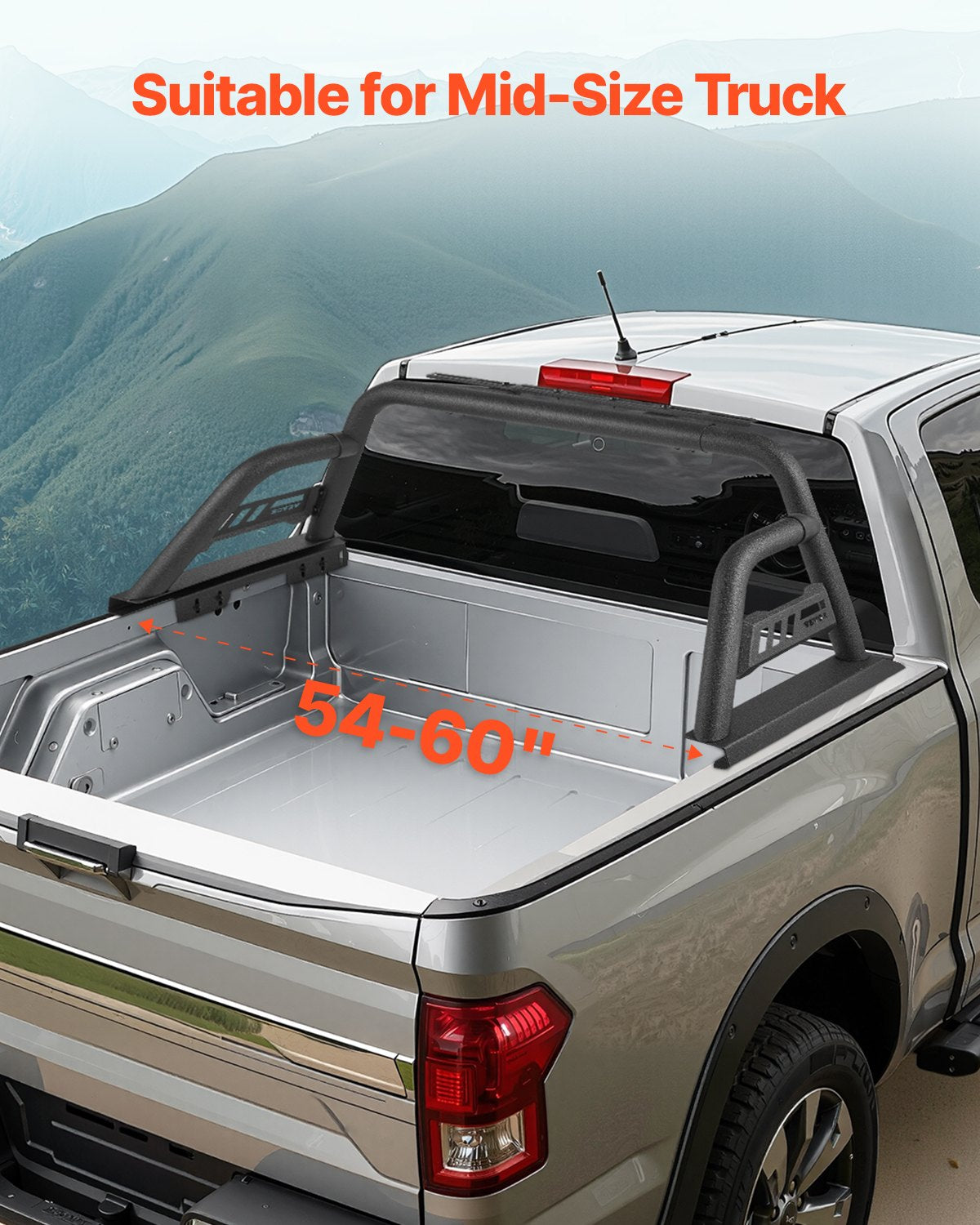 Truck Bed Roll Bar Universal Chase Rack for Mid-Size Pickup Carbon Steel
