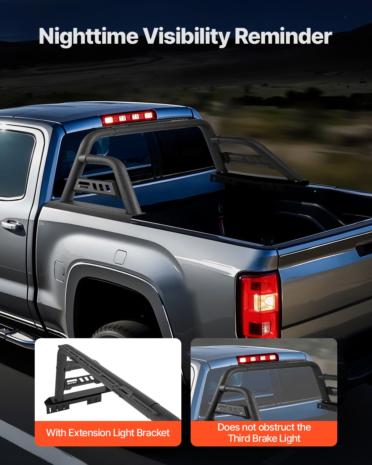 Truck Bed Roll Bar Universal Chase Rack for Mid-Size Pickup Carbon Steel