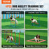 Dog Agility Training Equipment, 4 PCS Set with Adjustable High Hurdles,6 Weave Poles,Jump Ring,Square Pause Box,Whistle,Foldable Bowl, Puppy Obstacle Course Kit for Backyard, Indoor, Outdoor