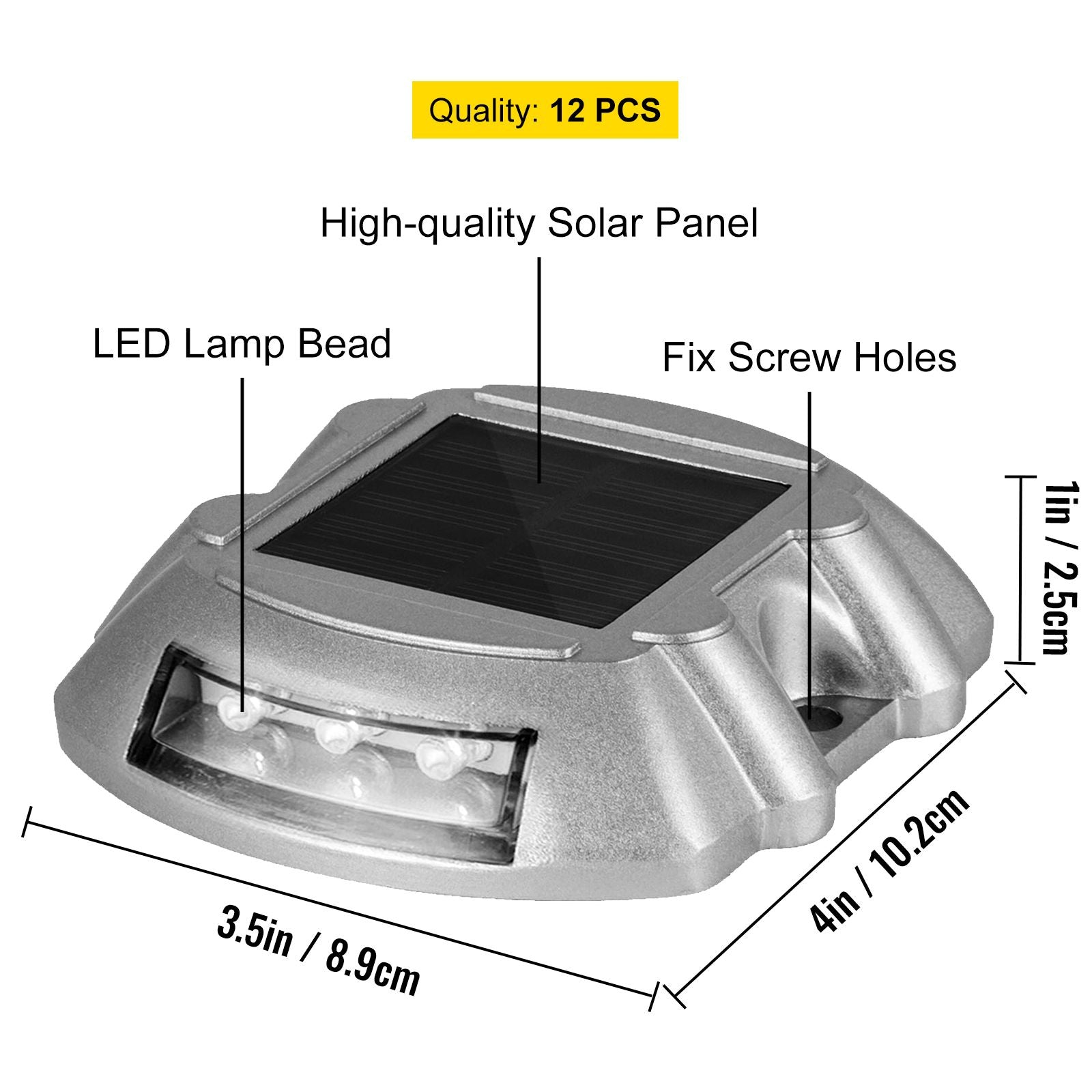 Driveway Lights 12-Pack Solar Driveway Lights Bright White with Screws Solar Deck Lights Outdoor Waterproof Wireless Dock Lights 6 LEDs for Path Warning Garden Walkway Sidewalk Steps