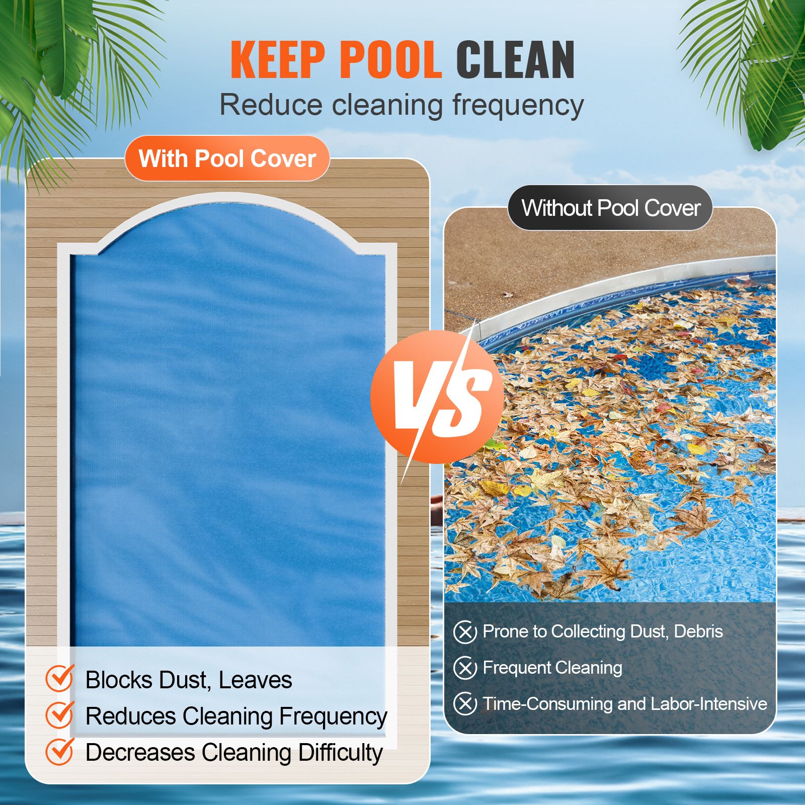 24 x 12 ft Solar Pool Cover 8 Mil Rectangle Solar Blanket Blue