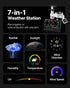 7-in-1 Wi-Fi Weather Station with APP, 190.5 mm VA Display, Wireless Solar Powered Outdoor Sensor, Rain Gauge, Indoor Outdoor for Weather Forecast, Wind Speed, Temperature, Humidity, Rainfall